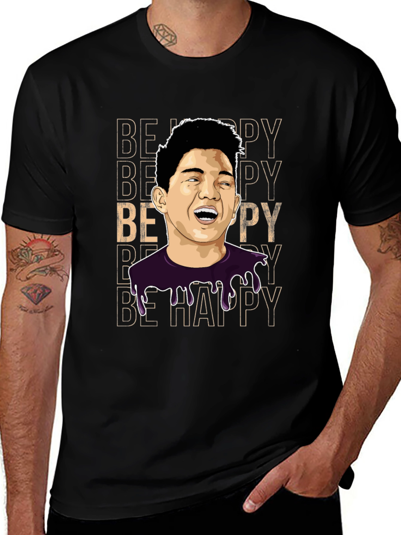 Variant 17 of Be Happy Graphic T-Shirt - Cartoon Man