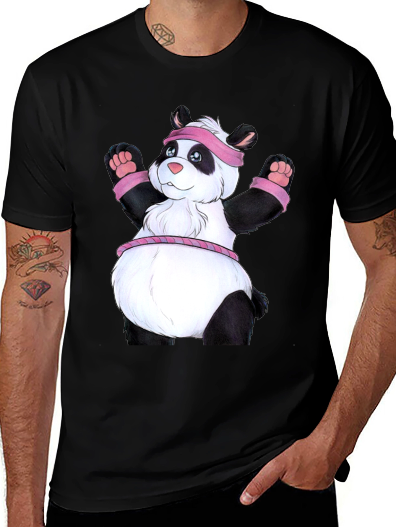 Variant 5 of Workout Panda Black T-Shirt