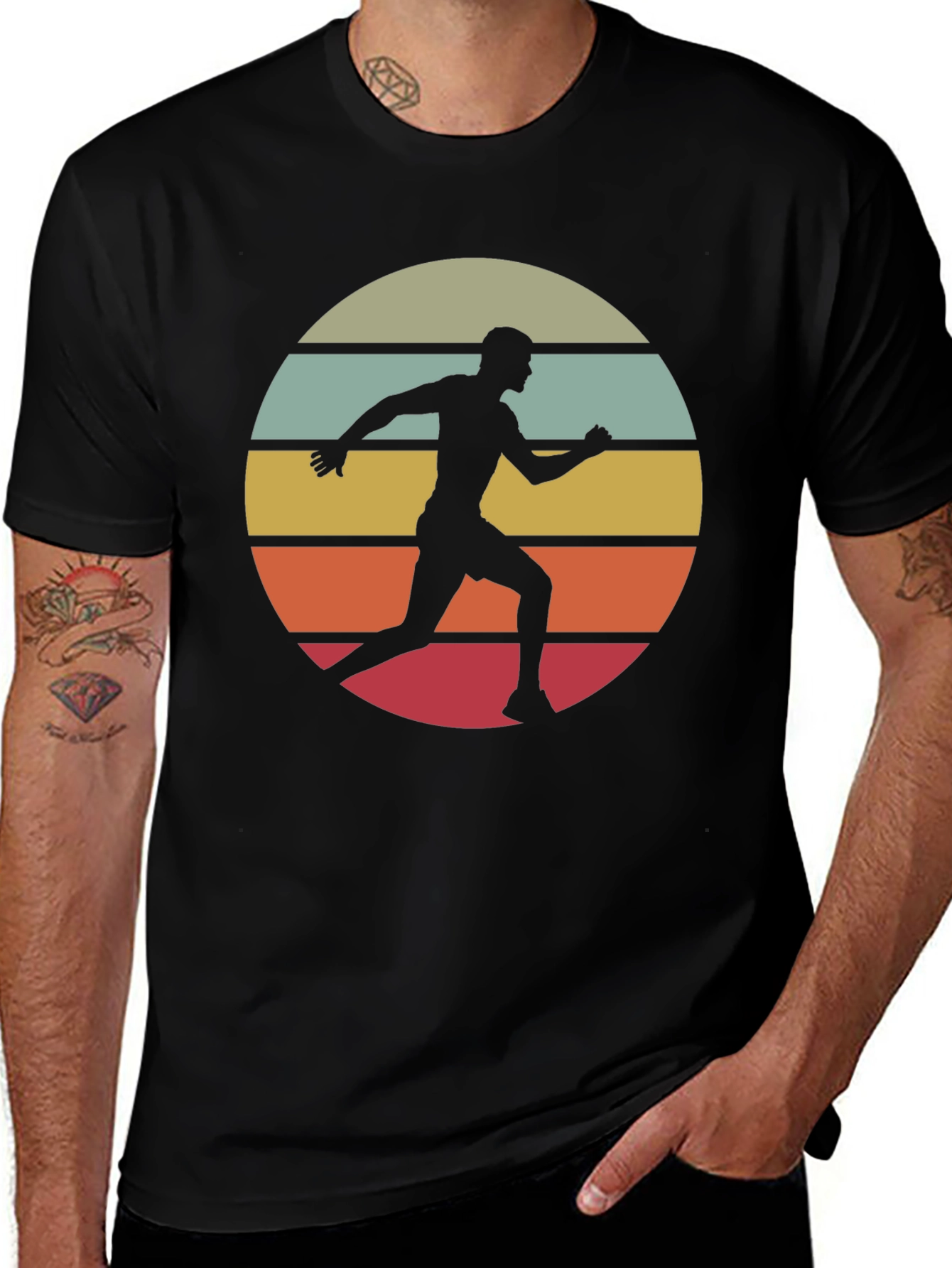Variant 14 of Retro Runner Graphic Tee - Black