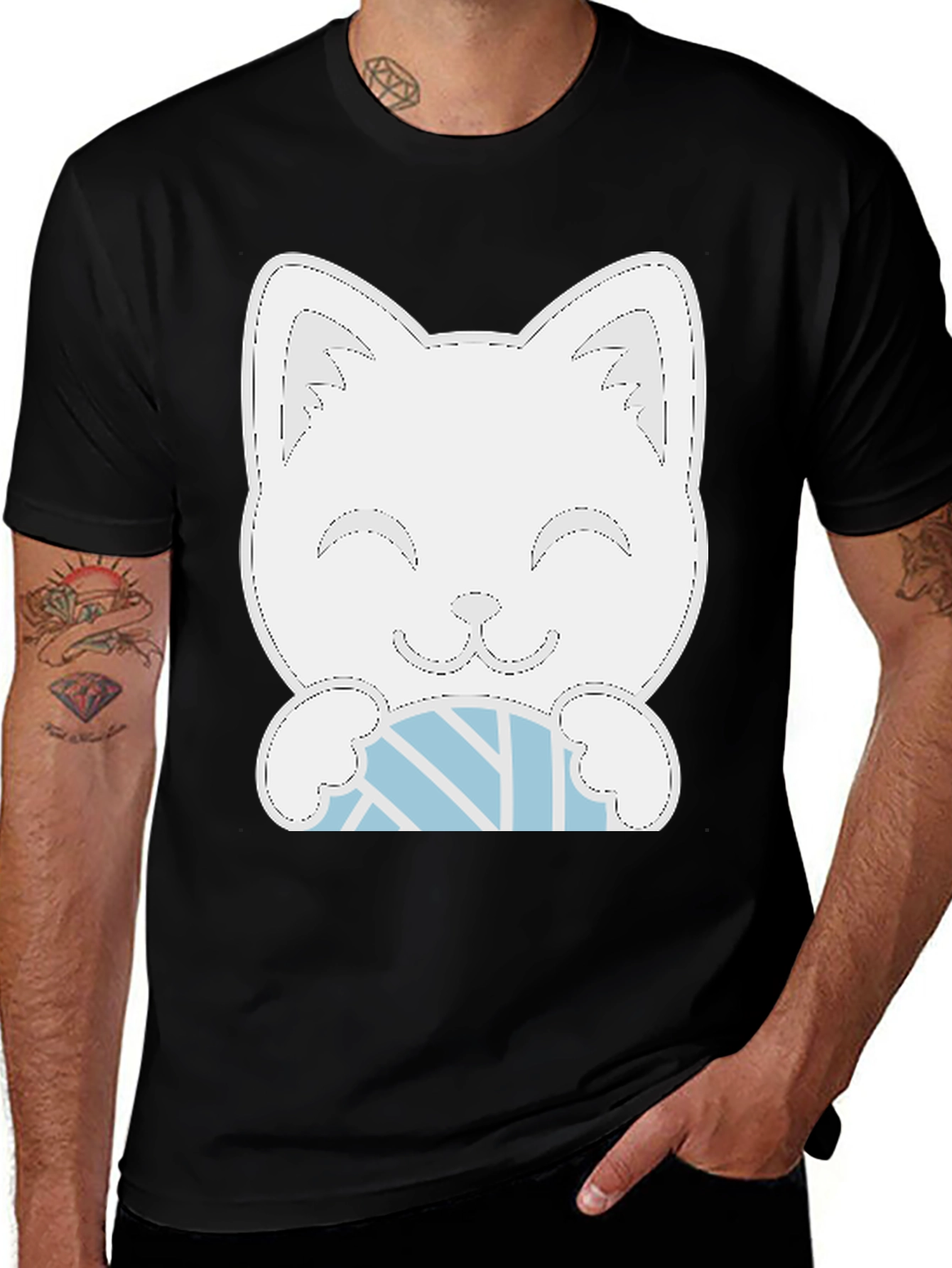 Variant 25 of Cat & Yarn Graphic Tee - Black
