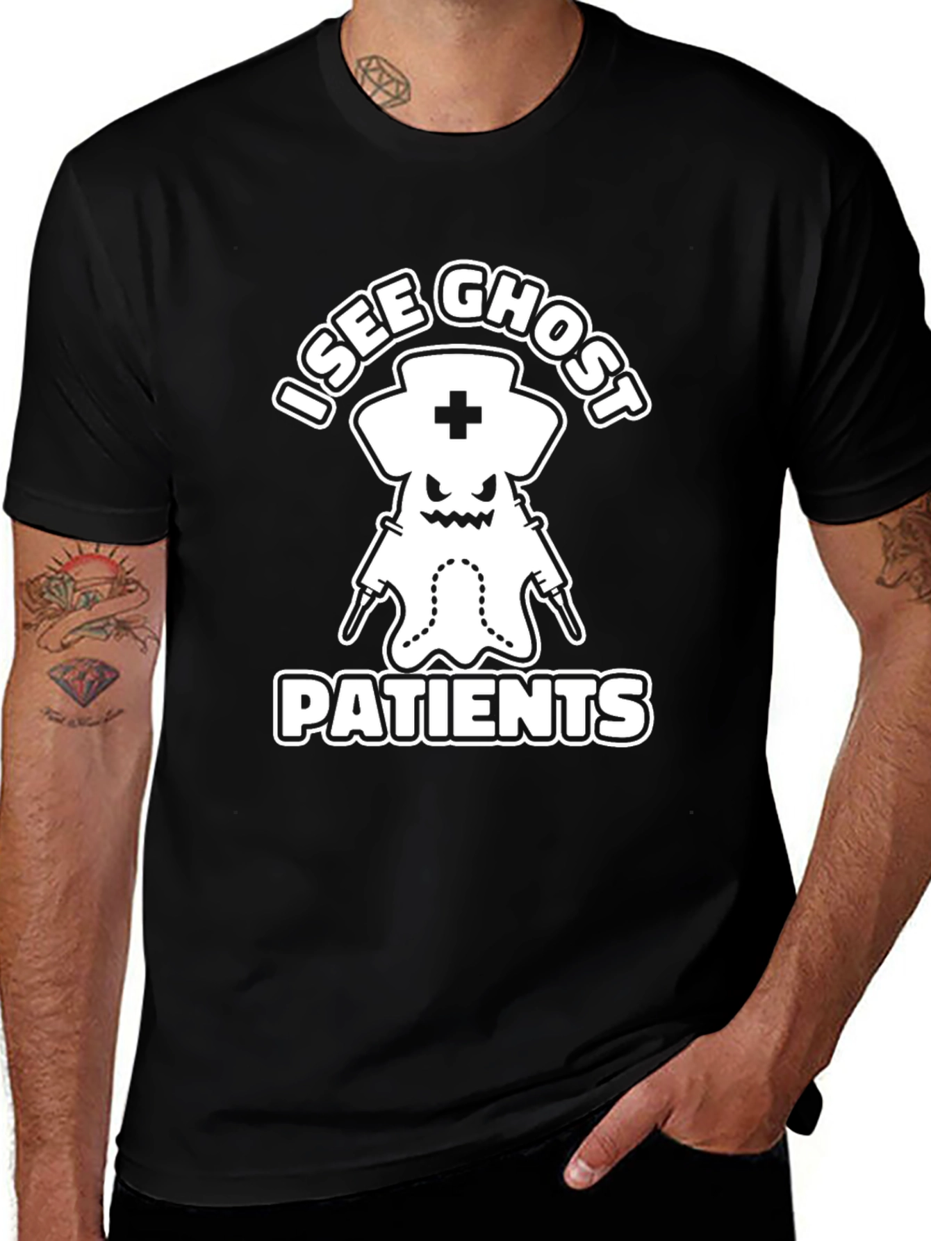 Variant 18 of I See Ghost Patients Nurse T-Shirt - Funny Halloween Tee