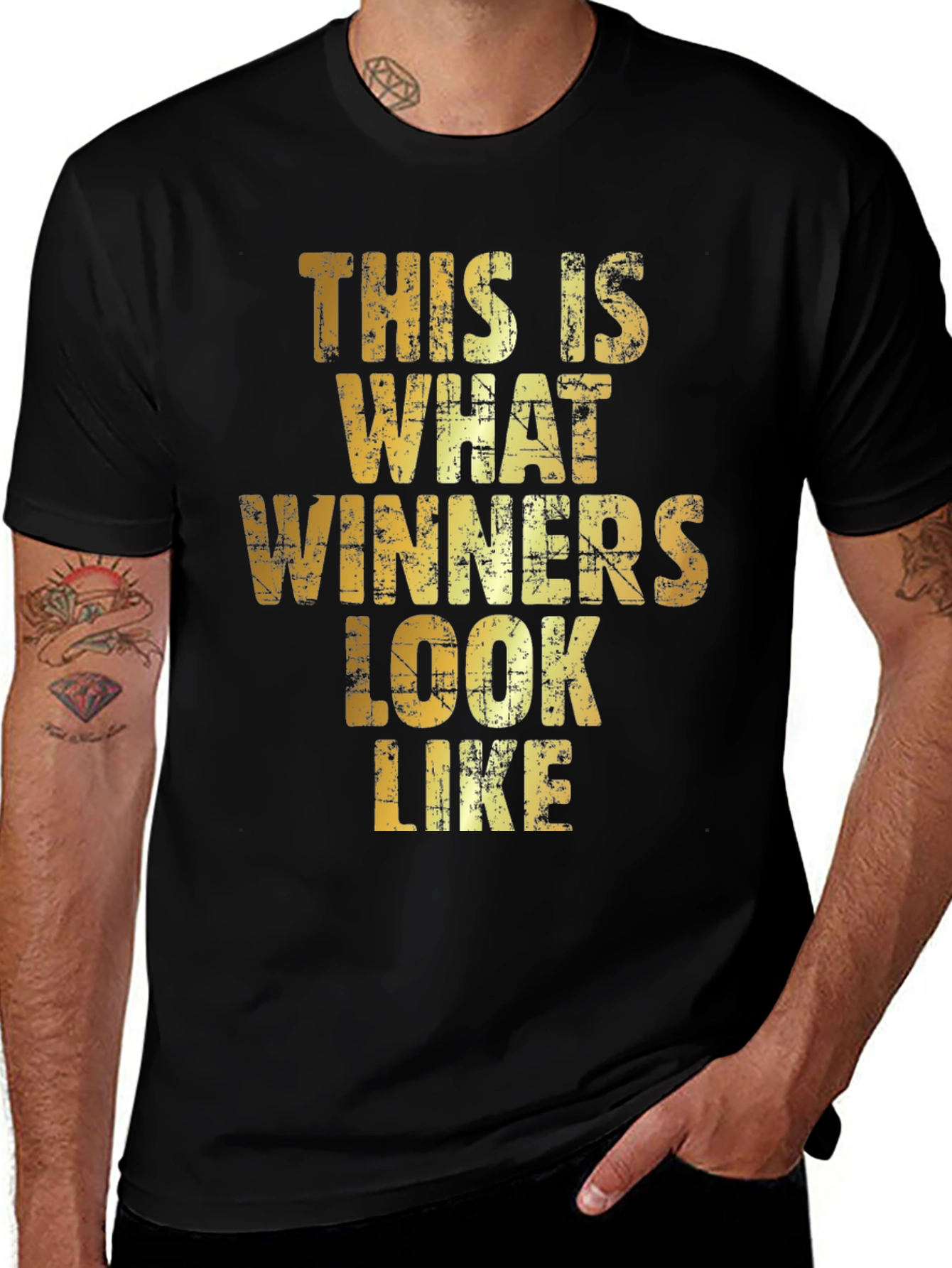 Variant 22 of Winners Look Like Men's Black Graphic T-Shirt