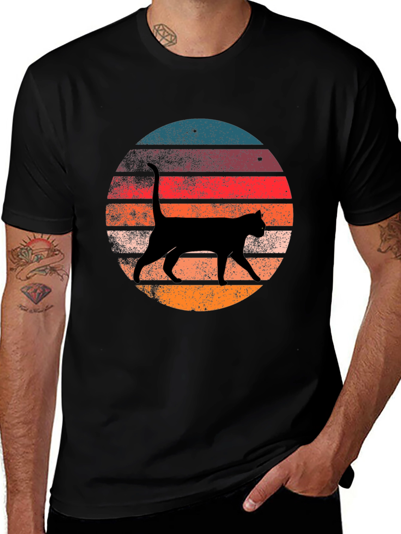 Variant 10 of Retro Cat Silhouette Graphic T-Shirt