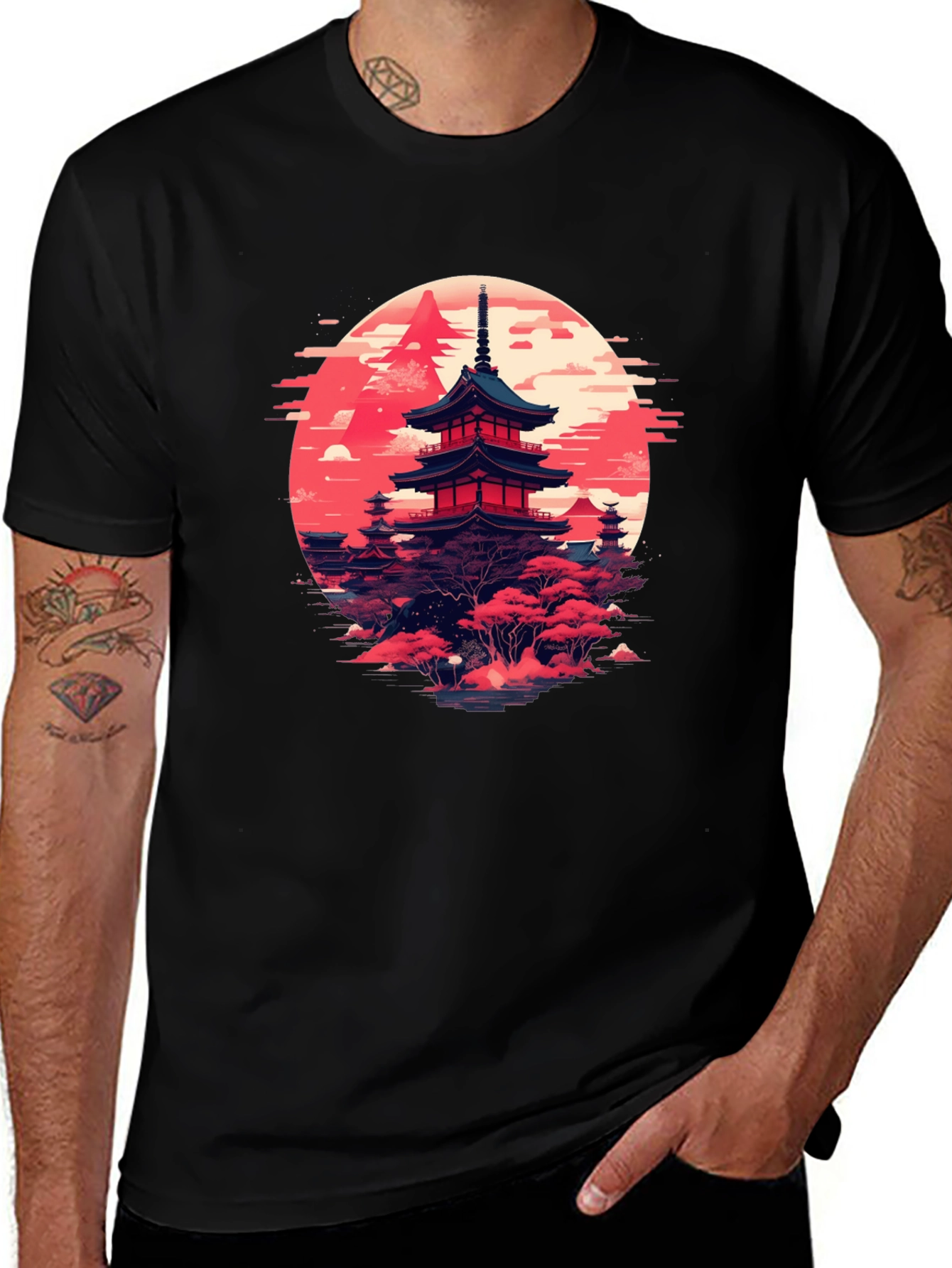 Variant 14 of Japanese Pagoda T-Shirt | Zen Style Graphic Tee