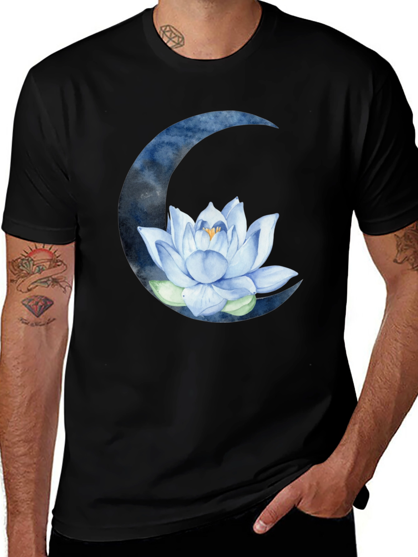 Variant 23 of Lotus Moon Black Graphic Tee