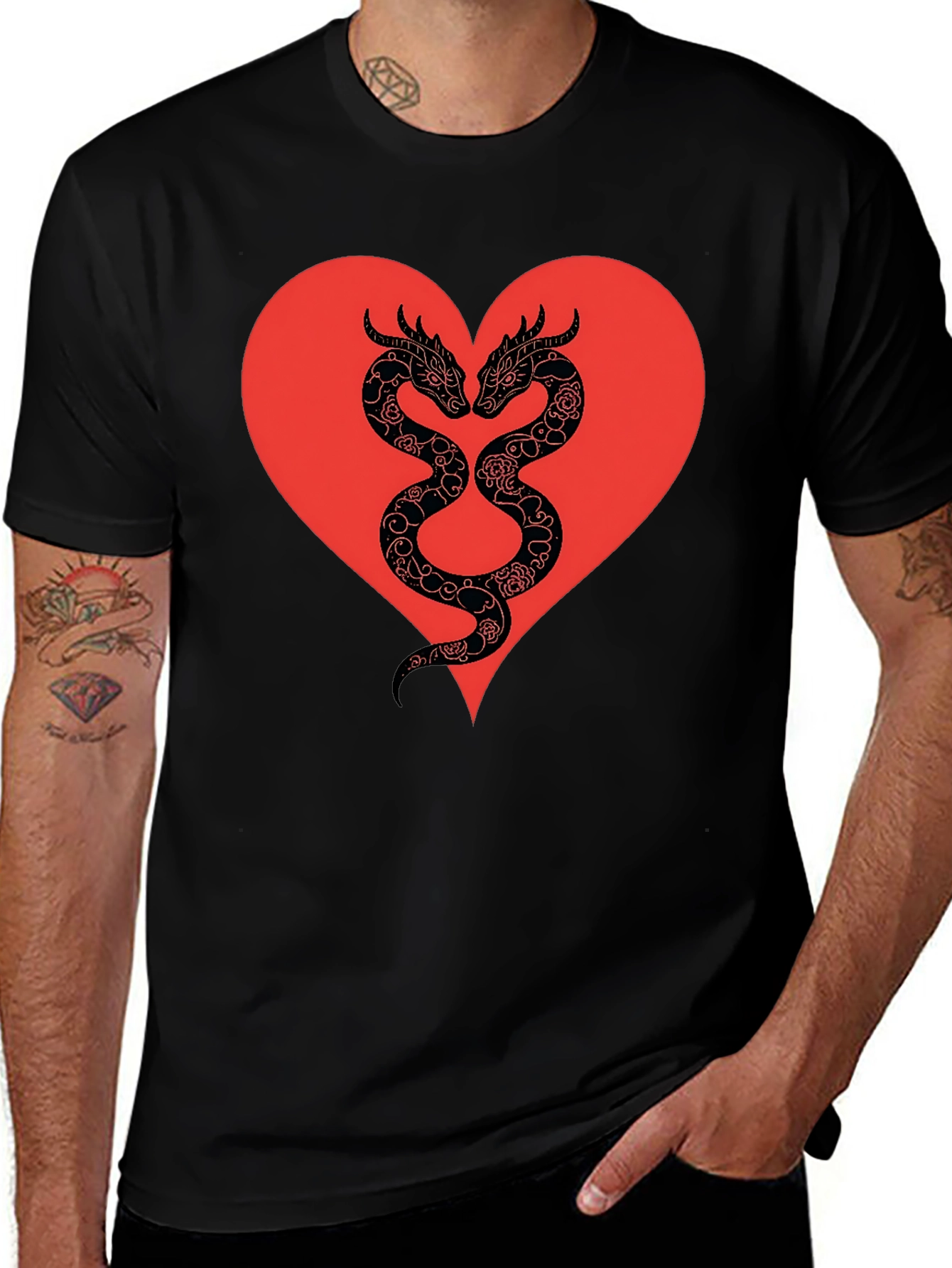 Variant 17 of Dragon Heart Graphic Tee - Black