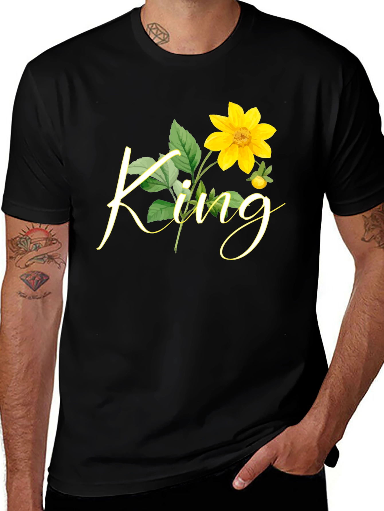 Variant 3 of King Floral Black T-Shirt