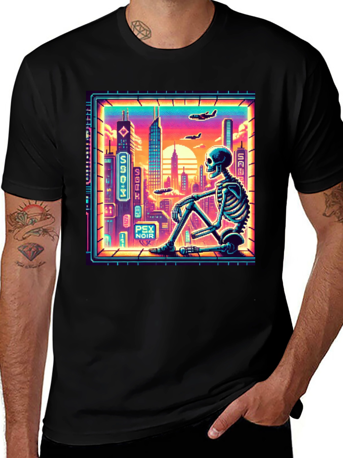 Variant 7 of Retro Cyberpunk Skeleton T-Shirt