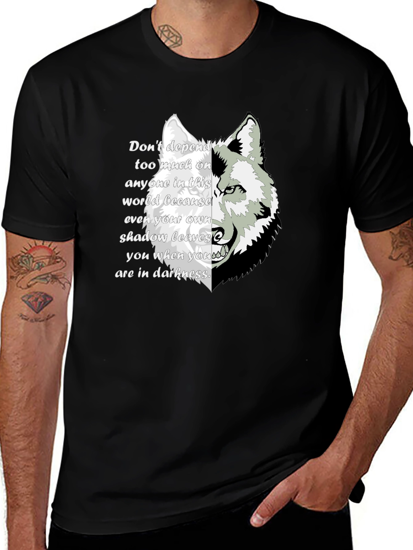 Variant 11 of Wolf Shadow Graphic T-Shirt - Inspirational Quote Tee