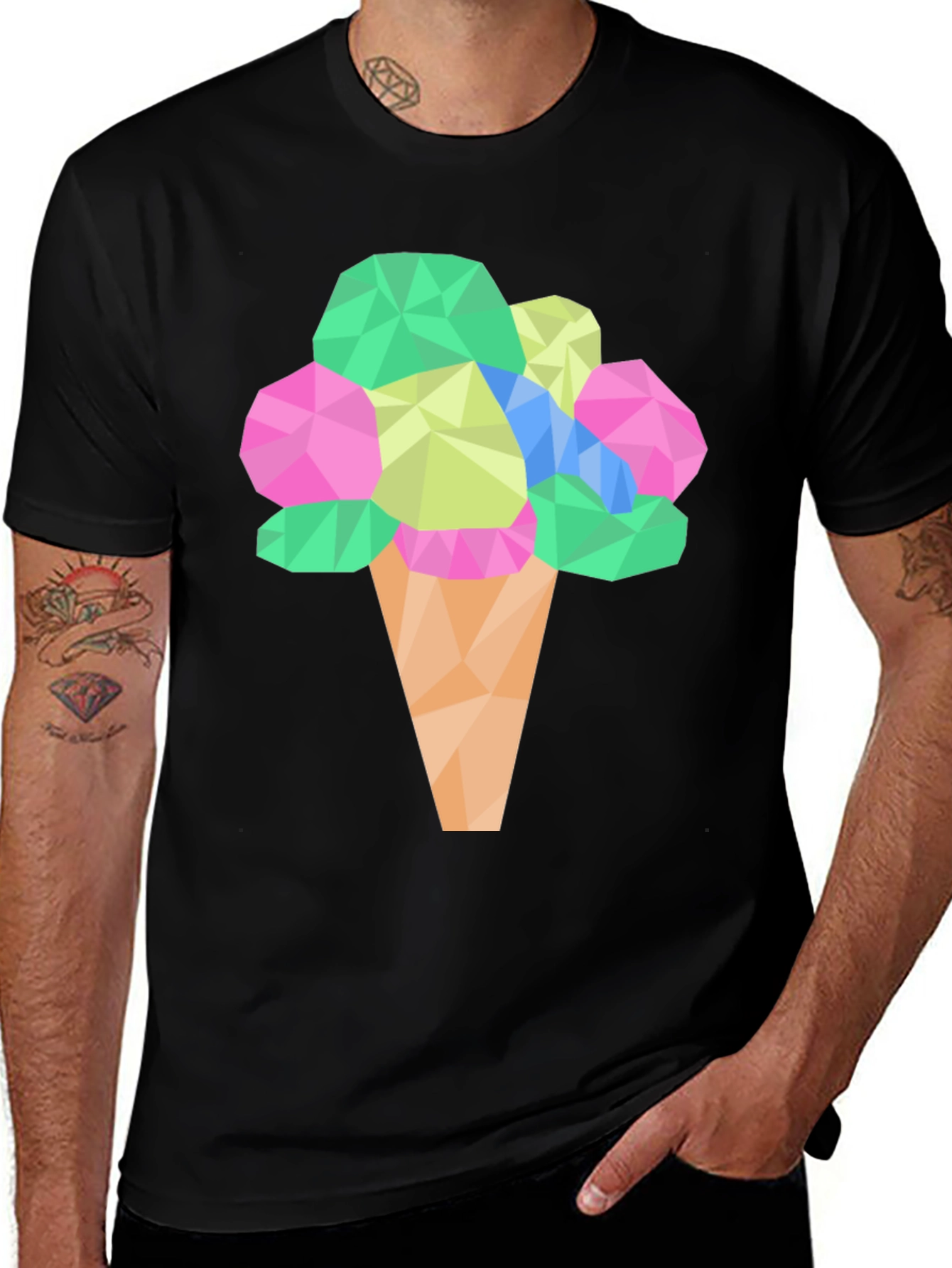 Variant 14 of Geometric Ice Cream Cone Graphic Tee - Modern Style
