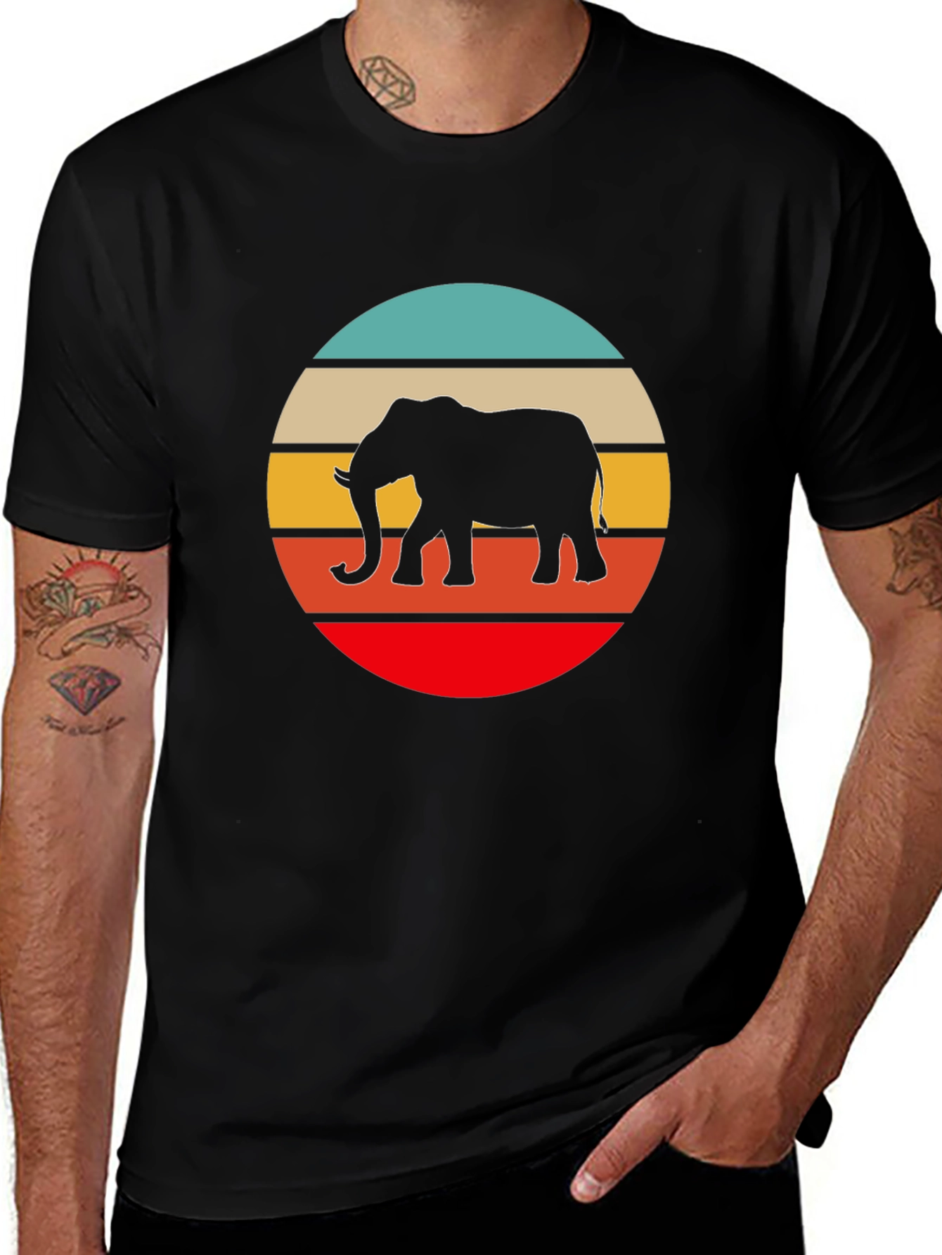 Variant 21 of Retro Elephant Sunset Graphic Tee