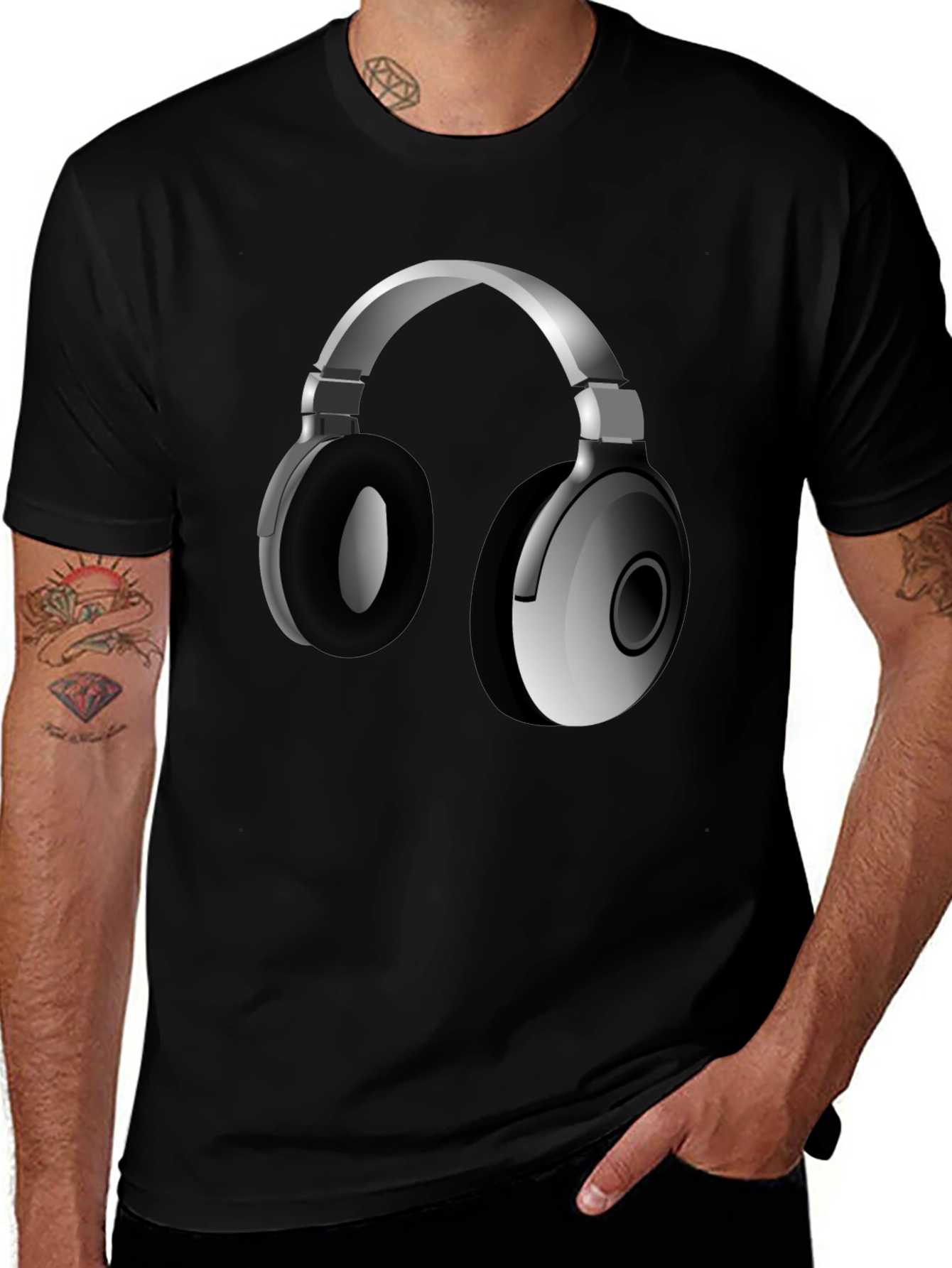 Variant 26 of Headphone Graphic Tee - Stylish Black T-Shirt