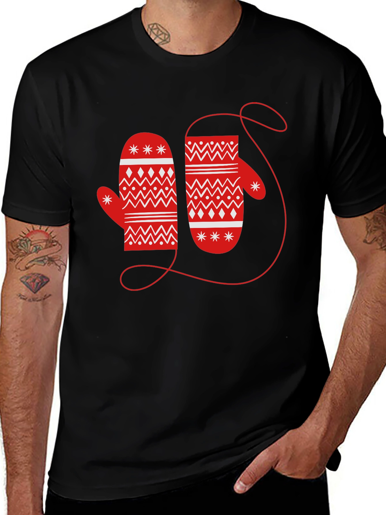 Festive Mitten Graphic Tee - Holiday Cheer