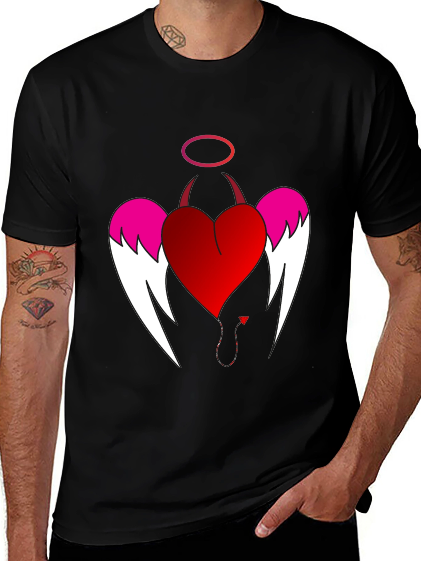 Heart Angel & Devil Graphic T-Shirt