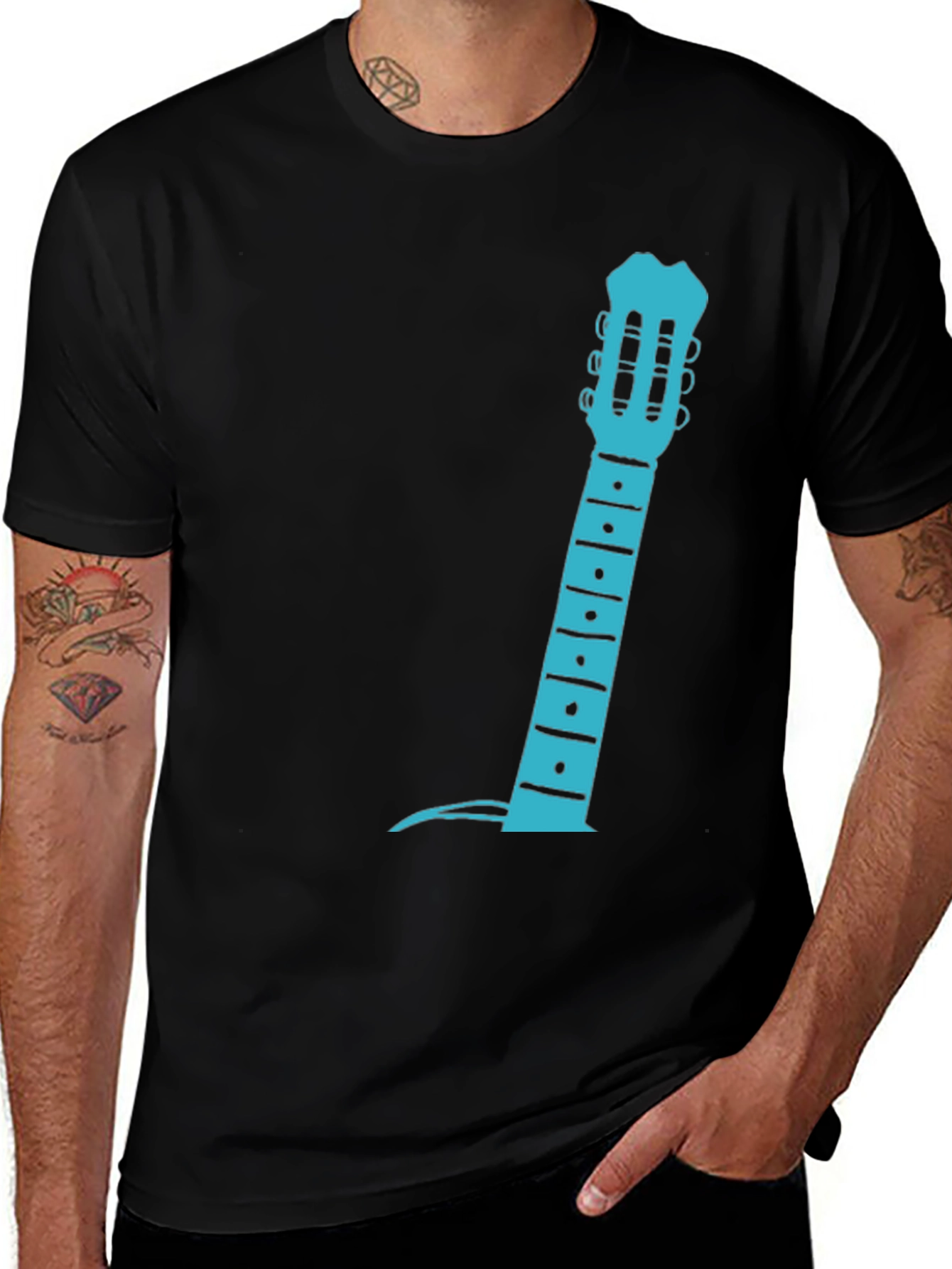 Variant 15 of Guitar Neck Graphic Tee - Black