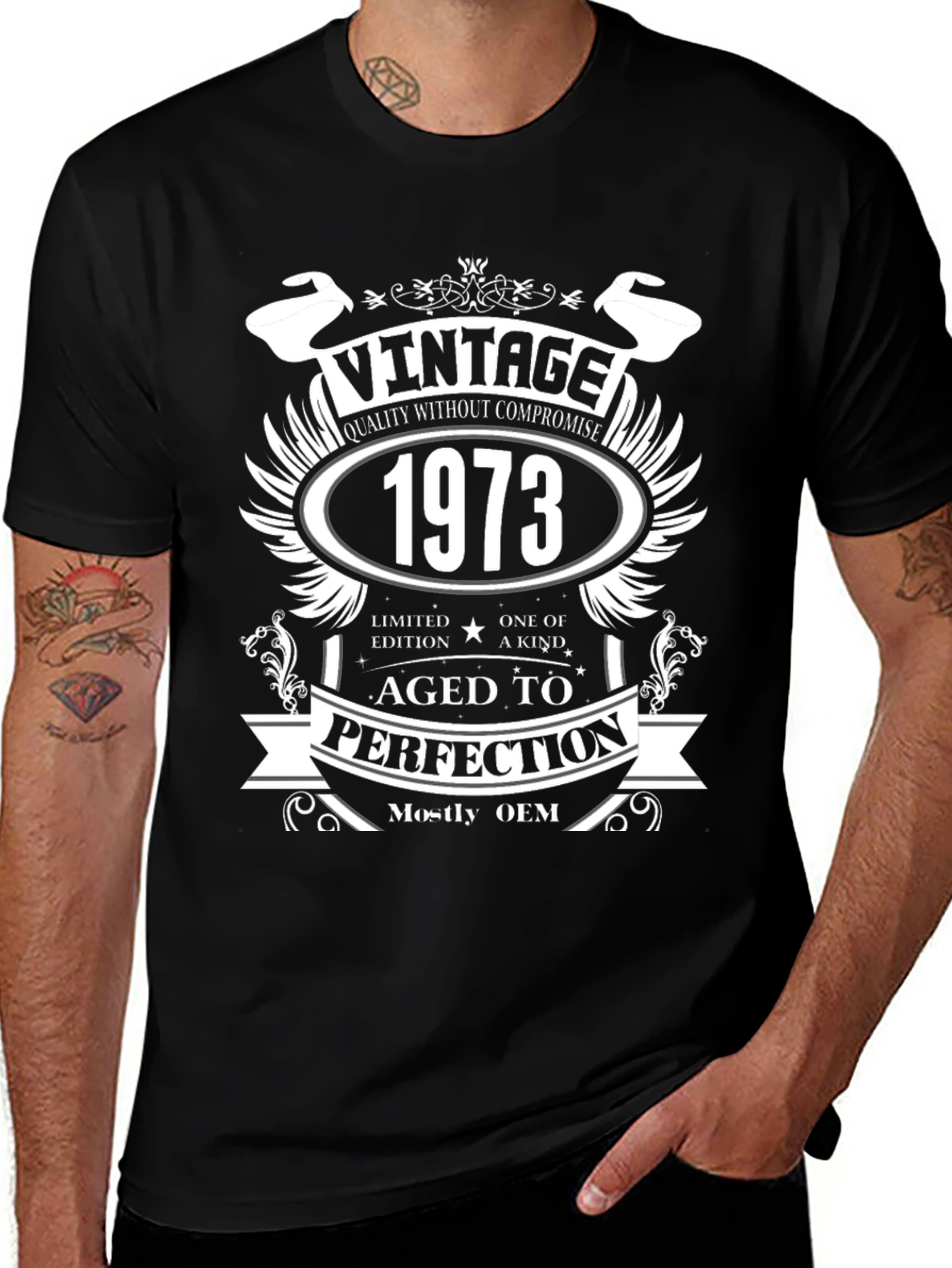 Variant 21 of Vintage 1973 Aged To Perfection Black T-Shirt