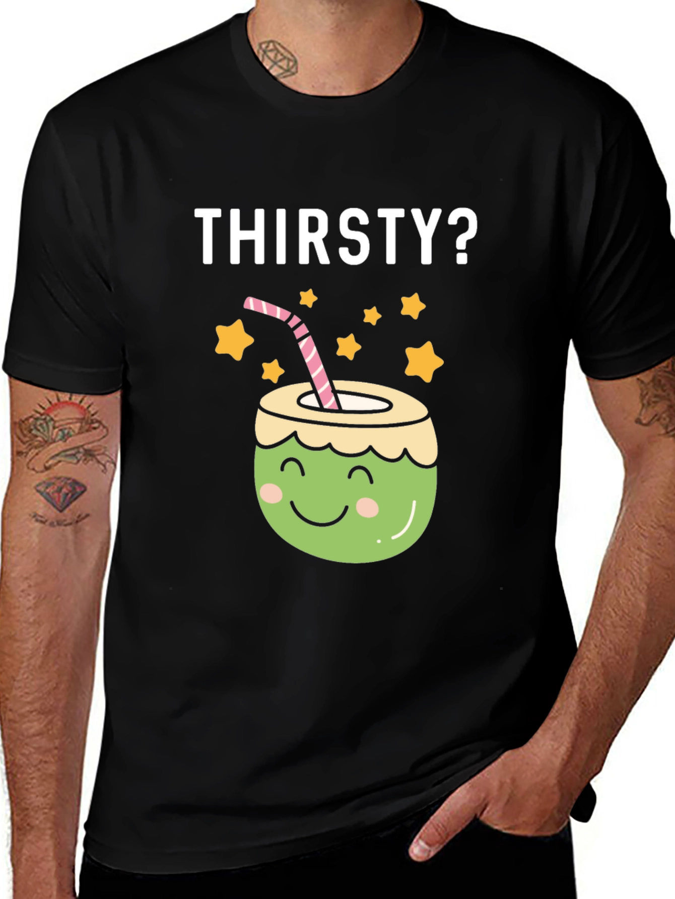 Variant 8 of Thirsty? Coconut Graphic Tee - Fun Summer Shirt