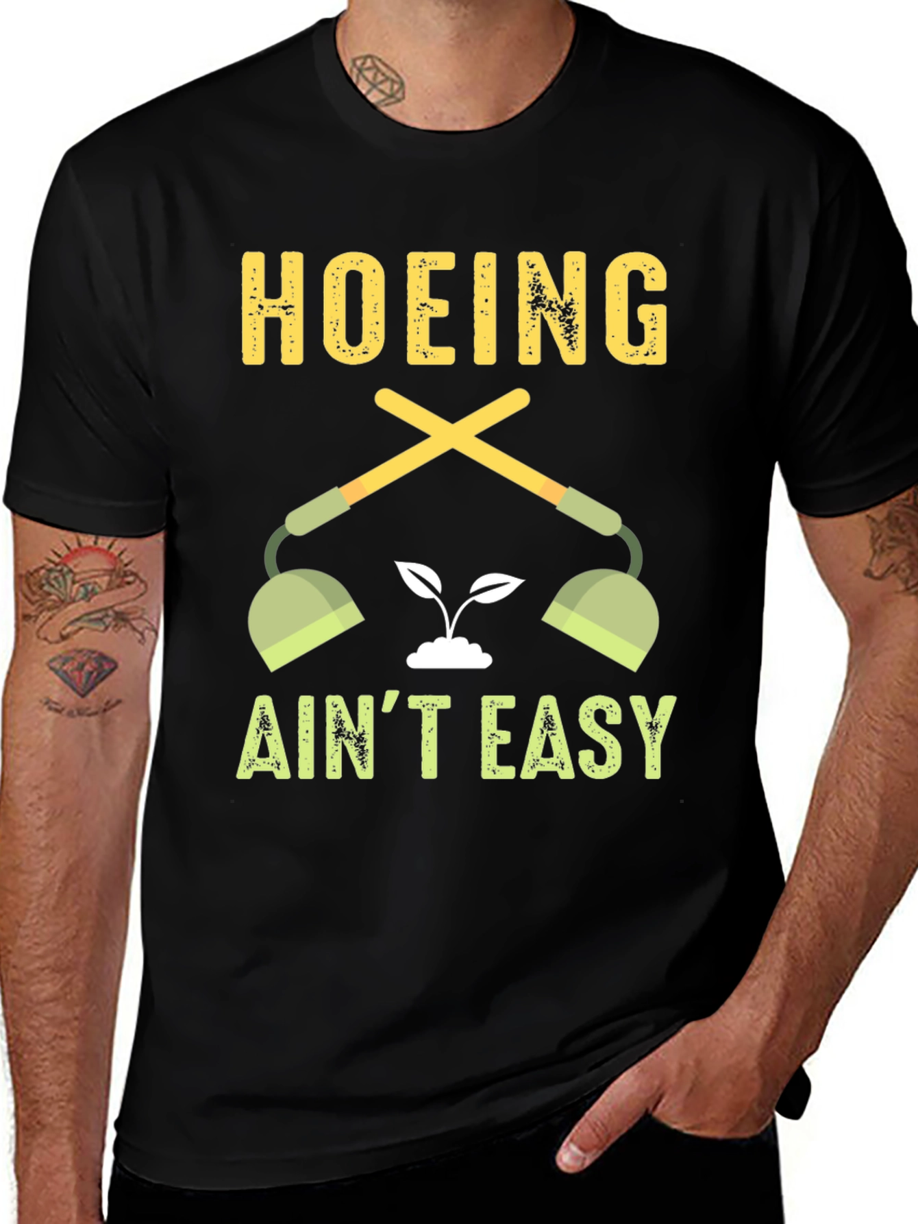 Variant 8 of Hoing Ain't Easy T-Shirt, Garden Humor Tee