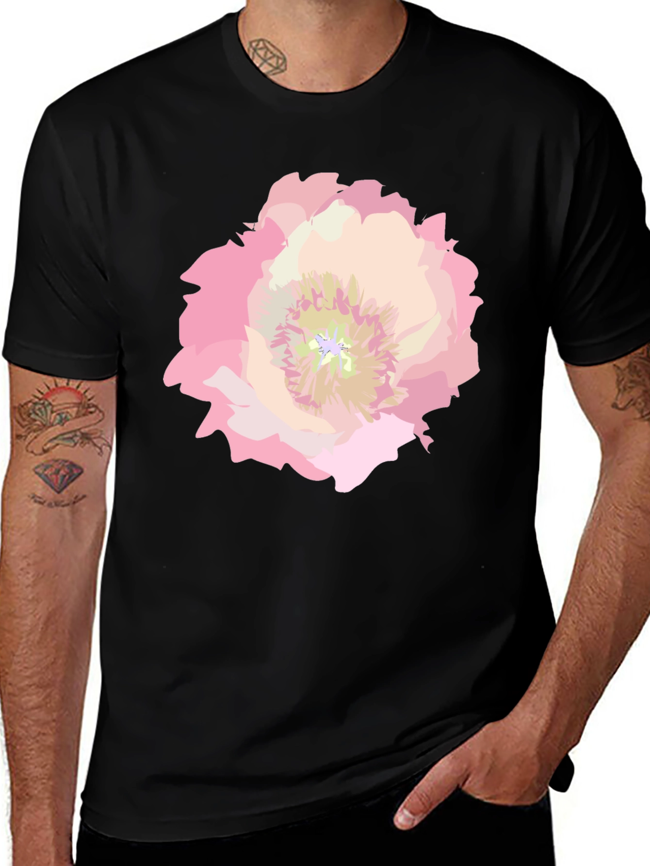Variant 8 of Floral Print Black T-Shirt