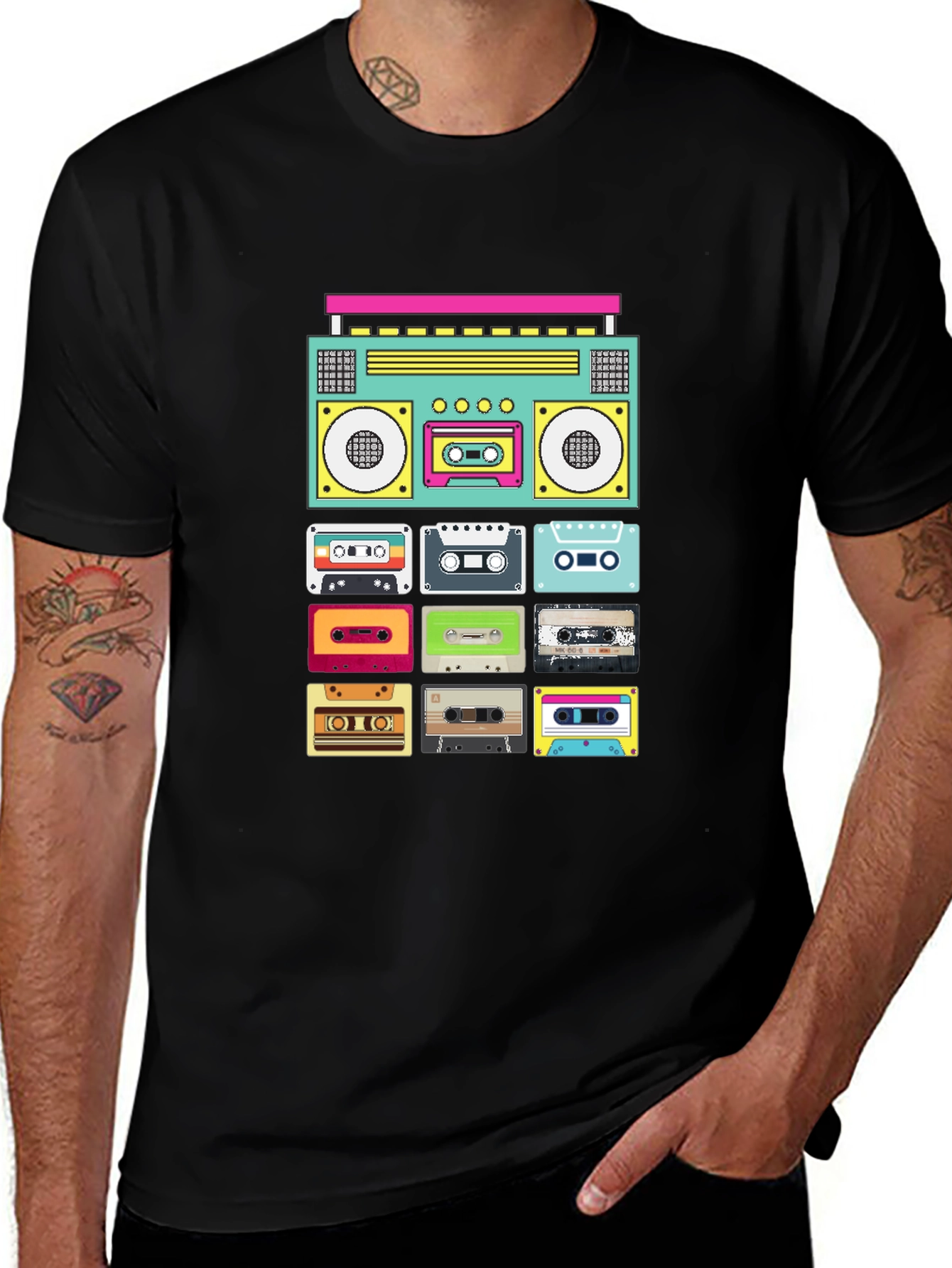 Variant 6 of Retro Boombox & Cassette Tape Graphic Tee