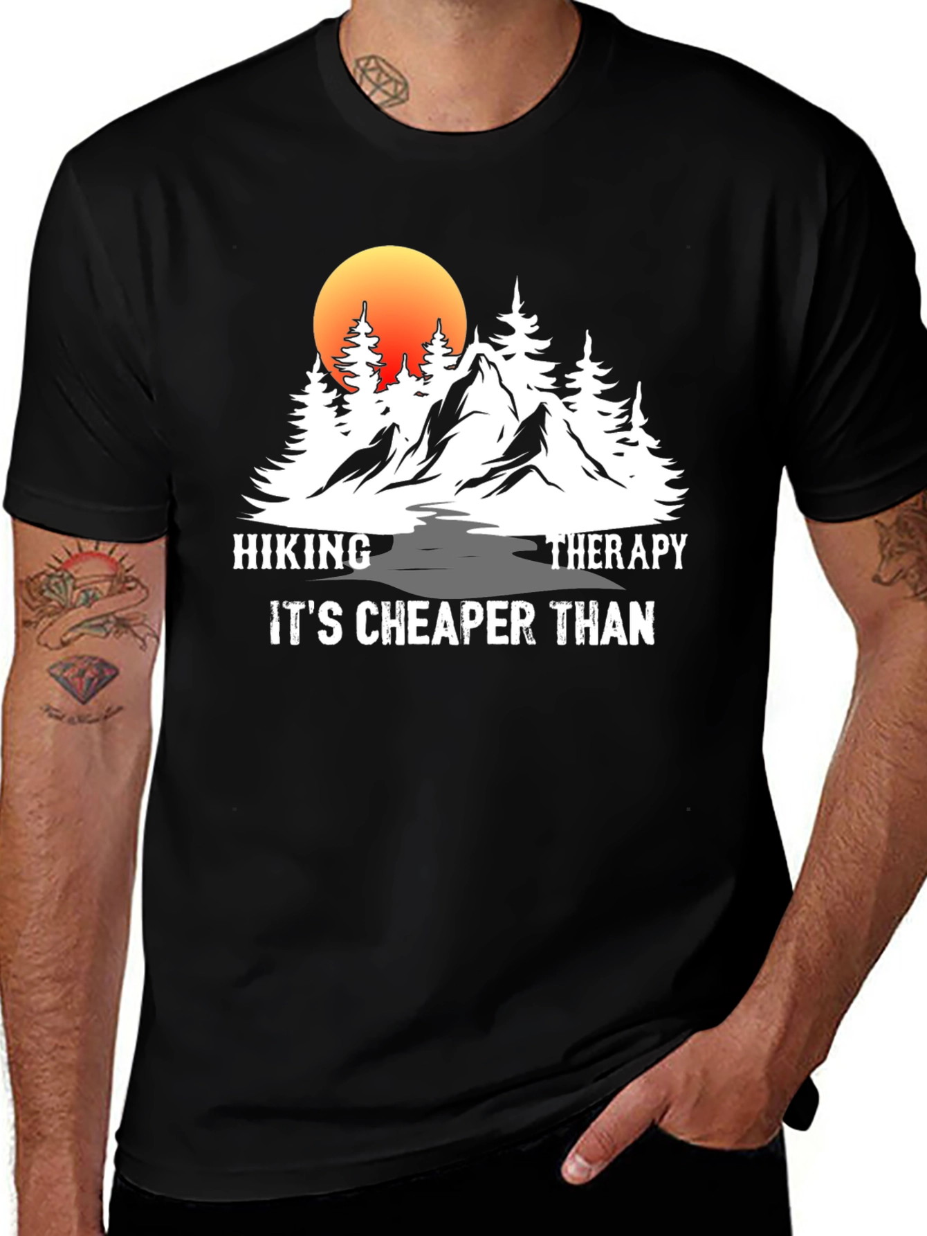 Variant 5 of Hiking Therapy T-Shirt: Cheaper Than Therapy!