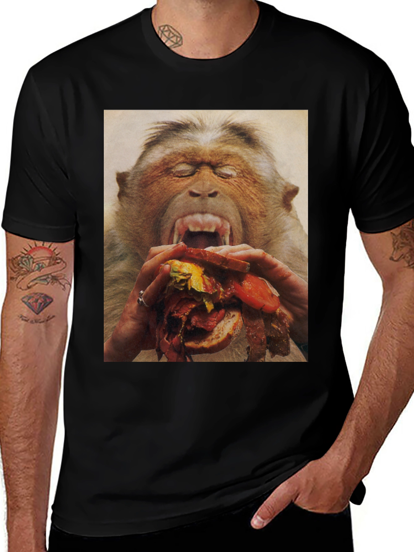 Variant 22 of Monkey Eating Sandwich Graphic Tee