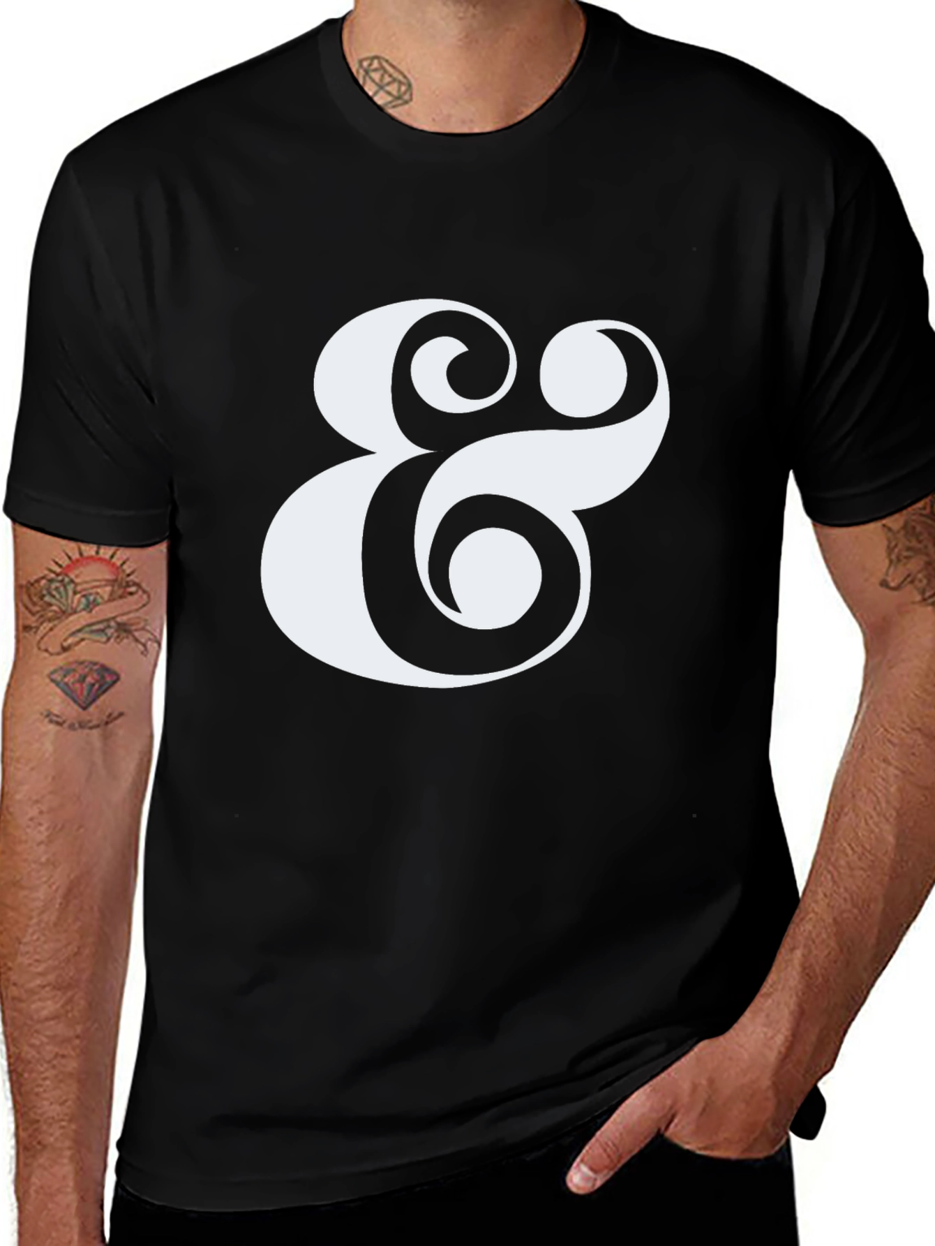 Stylish Ampersand Graphic Tee - Classic Black