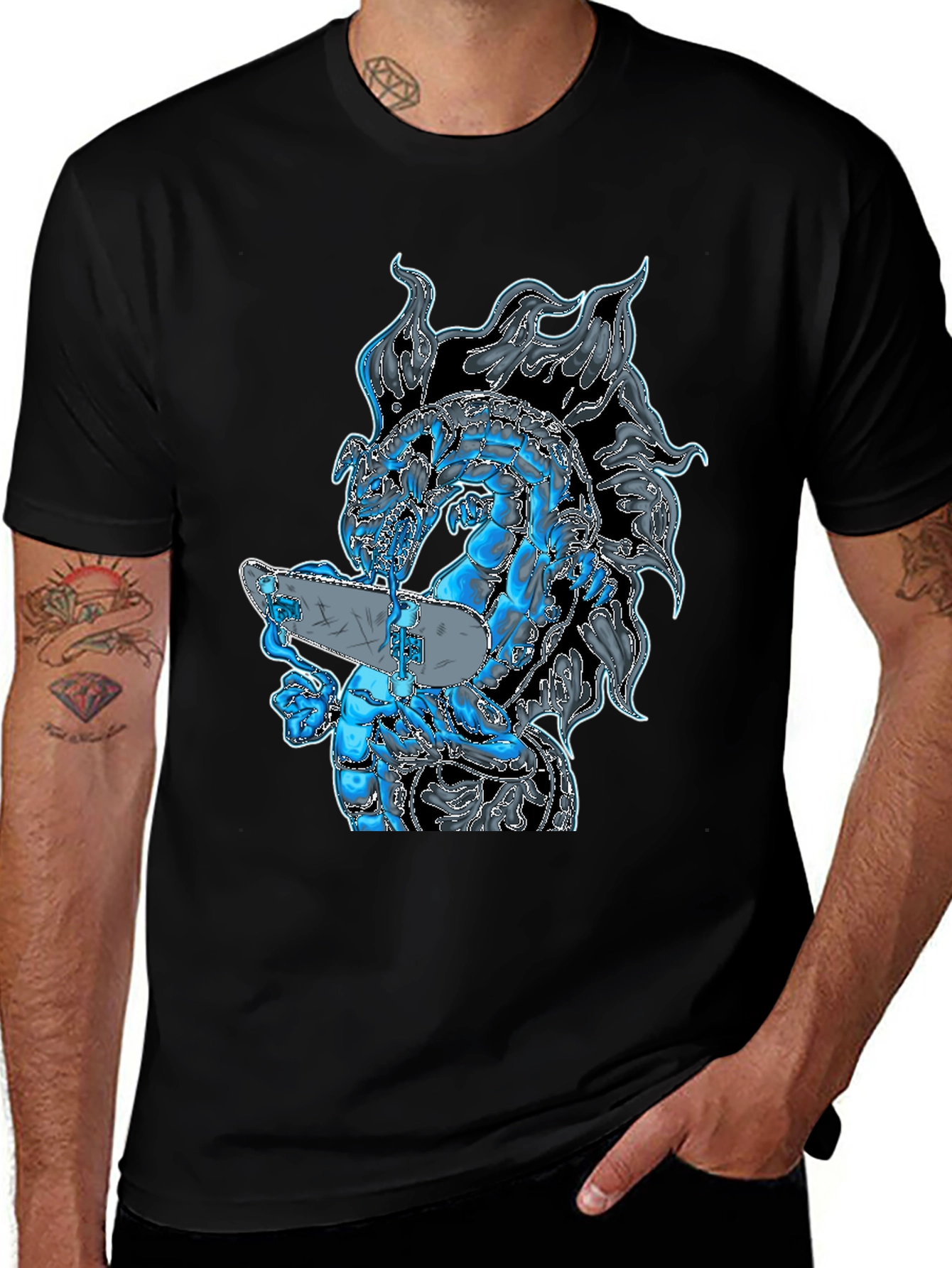 Variant 19 of Dragon Skateboard Black T-Shirt