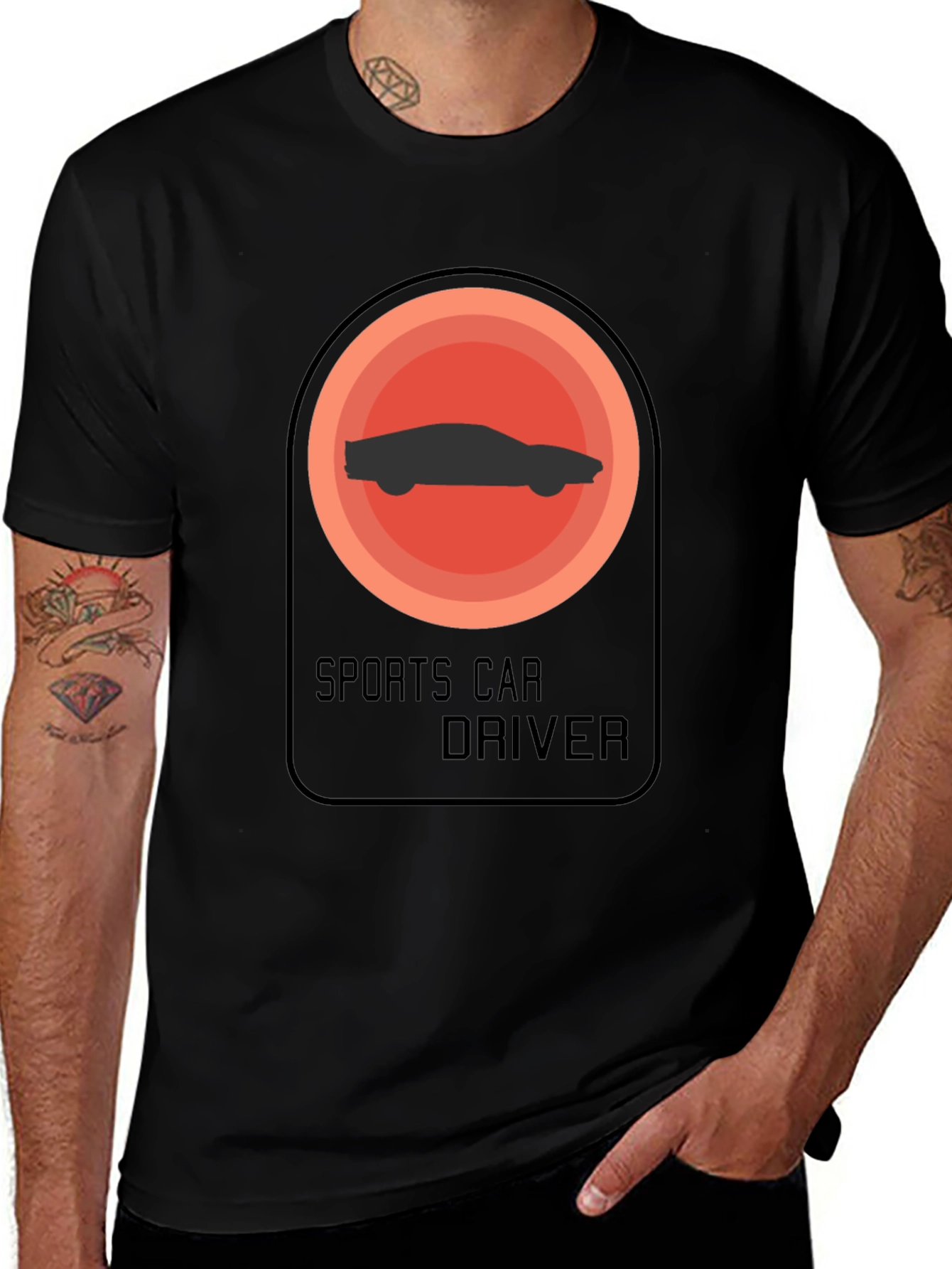 Variant 11 of Sports Car Driver Graphic Tee - Black