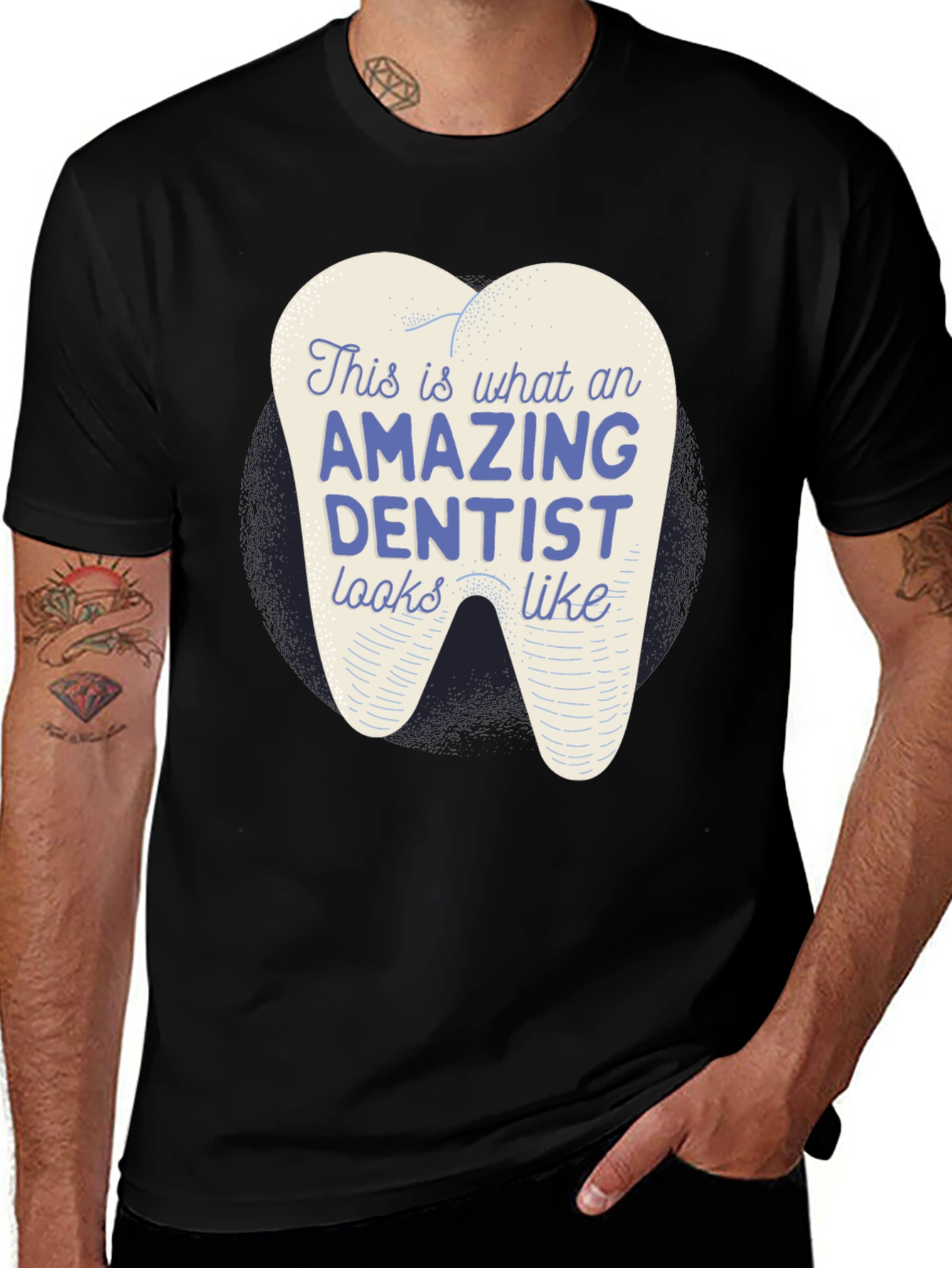 Variant 27 of Amazing Dentist Graphic T-Shirt - Black Cotton Tee