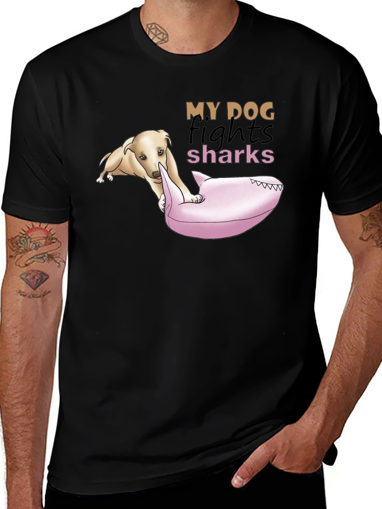 Variant 2 of Dog Fights Sharks Graphic Tee