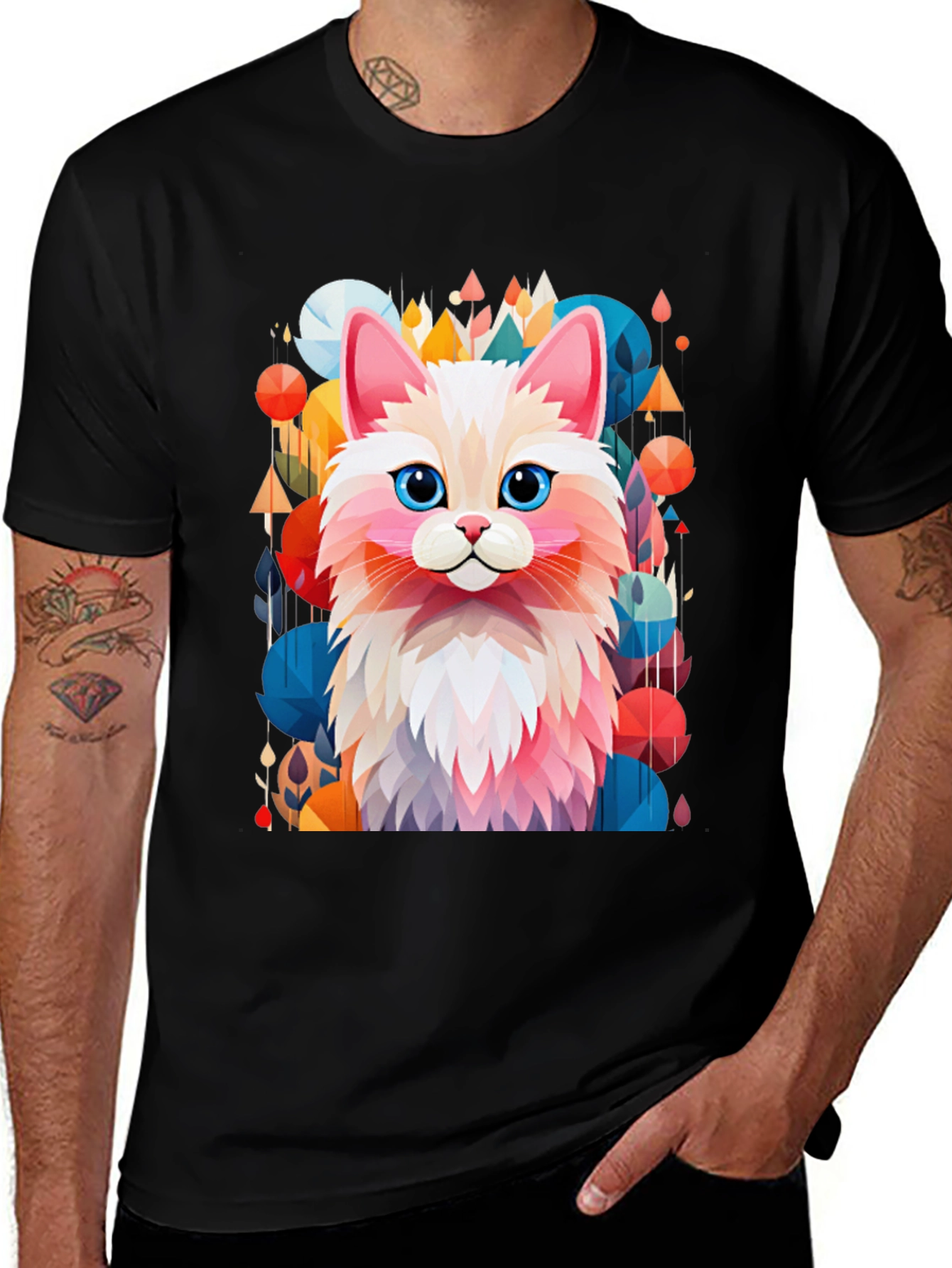 Variant 8 of Abstract Cat Graphic Tee - Stylish and Unique!