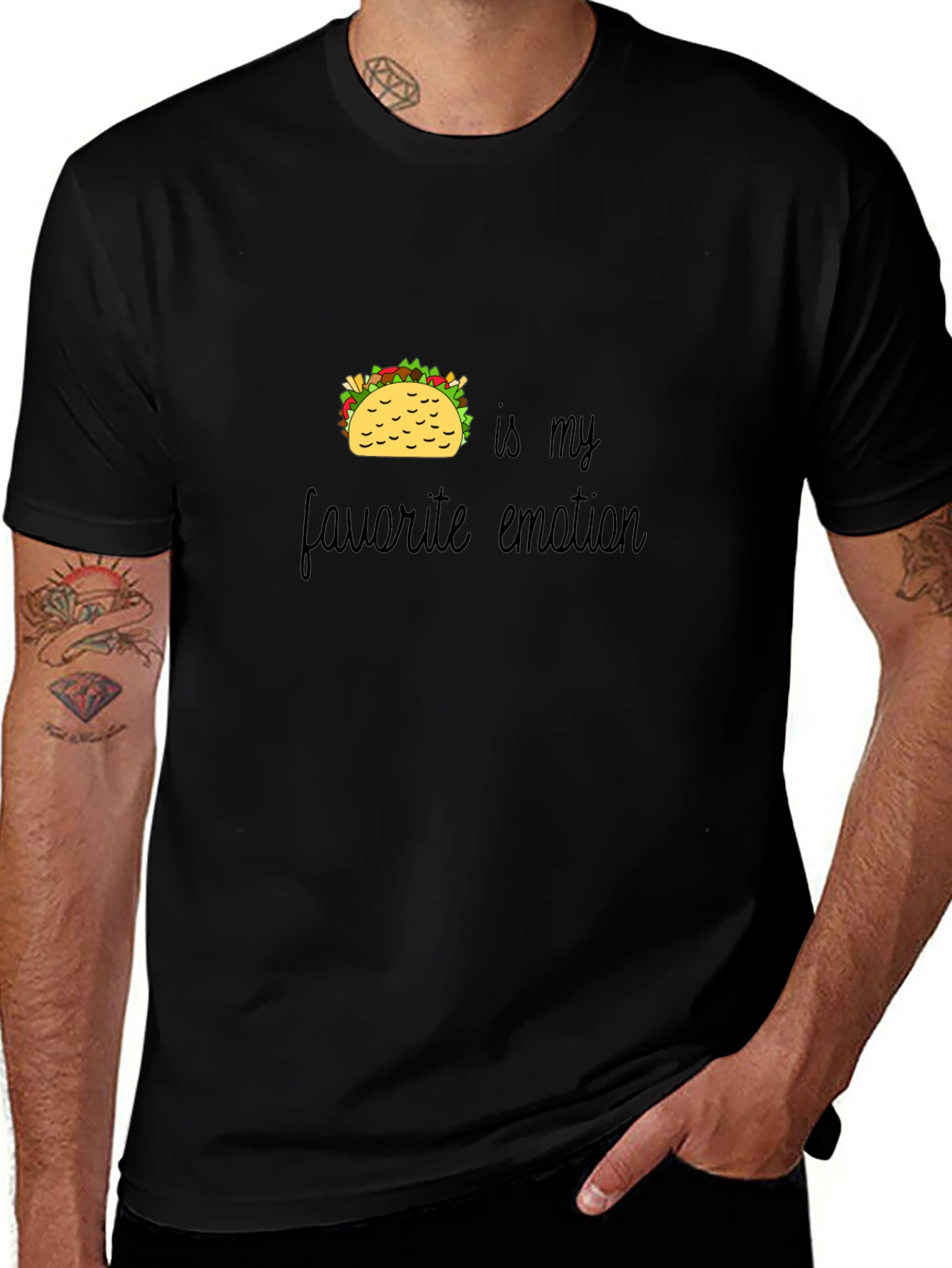 Variant 21 of Taco Emotion Graphic T-Shirt - Black, Casual Wear