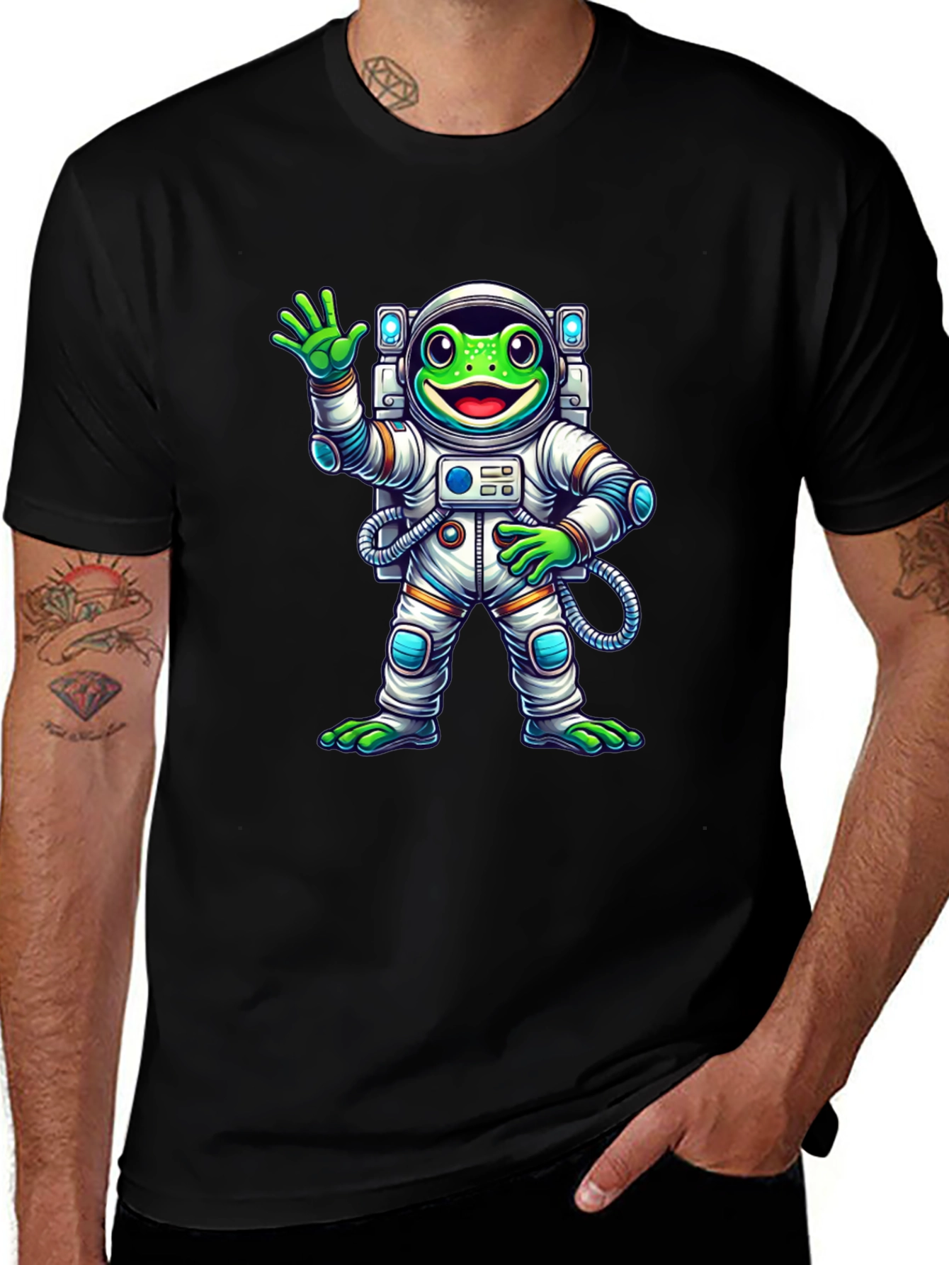 Variant 15 of Astronaut Frog Graphic Tee - Cool Space Design