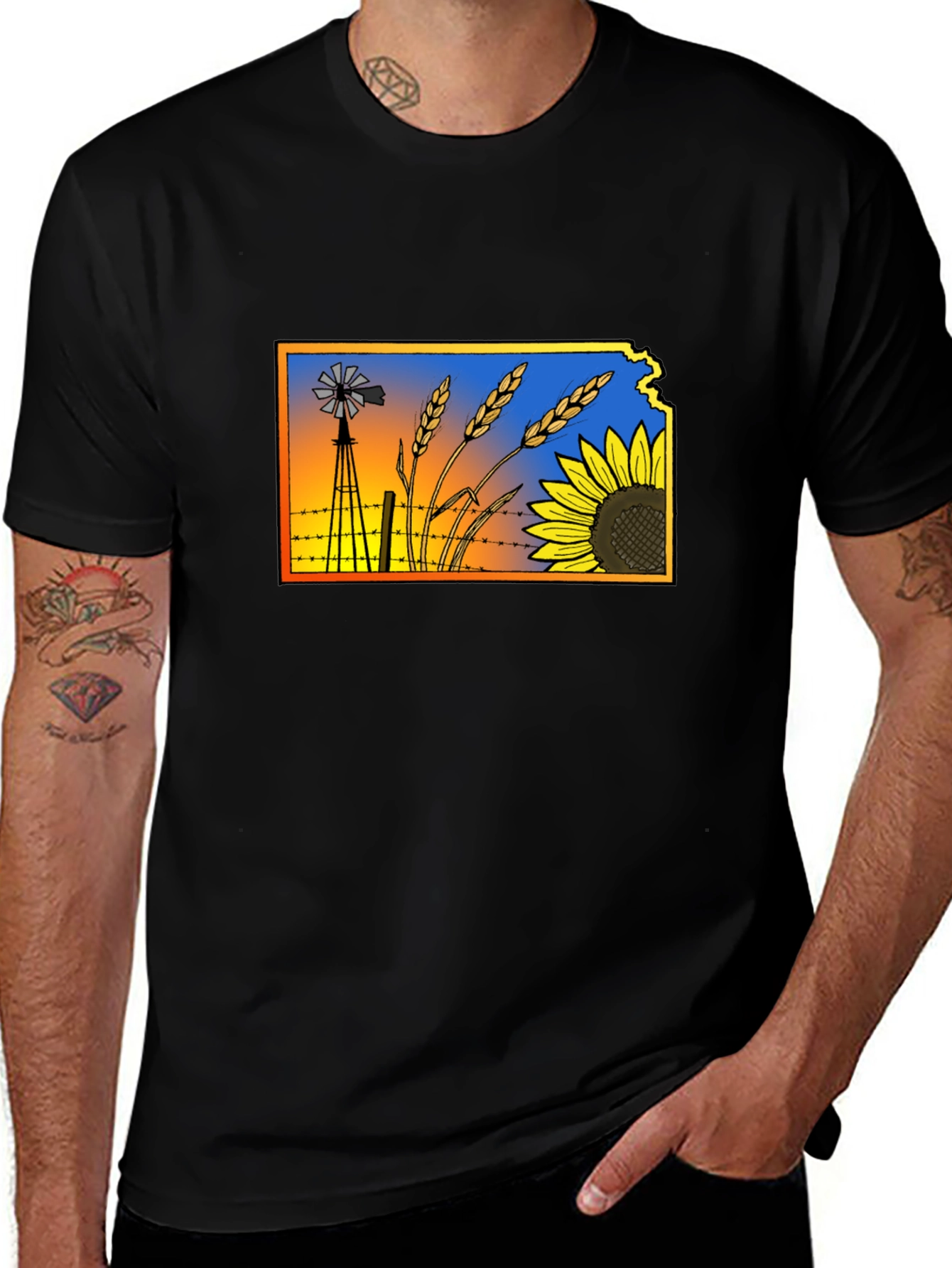 Kansas Landscape Graphic T-Shirt