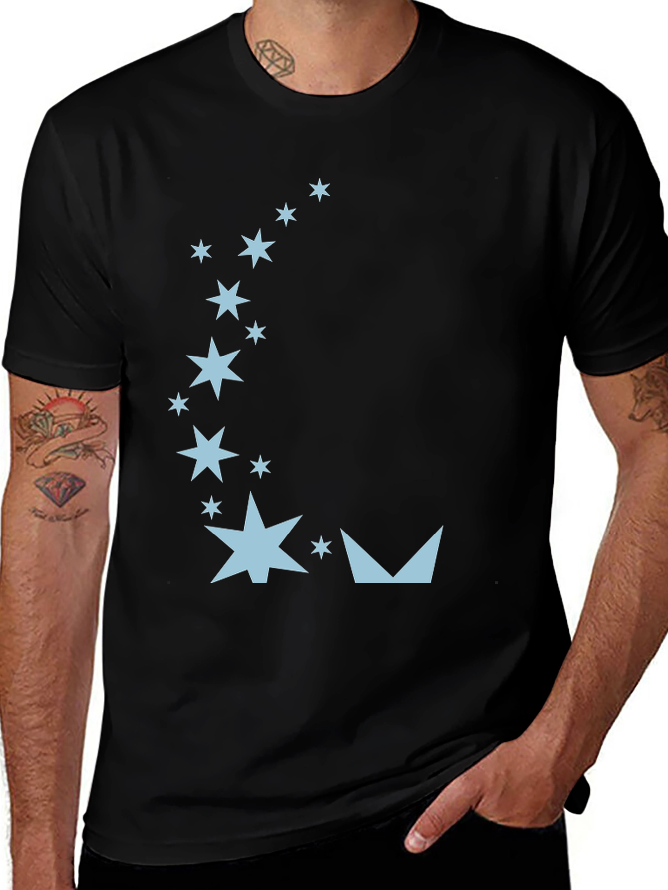 Variant 9 of Starry Night Graphic Tee - Black Cotton Blend