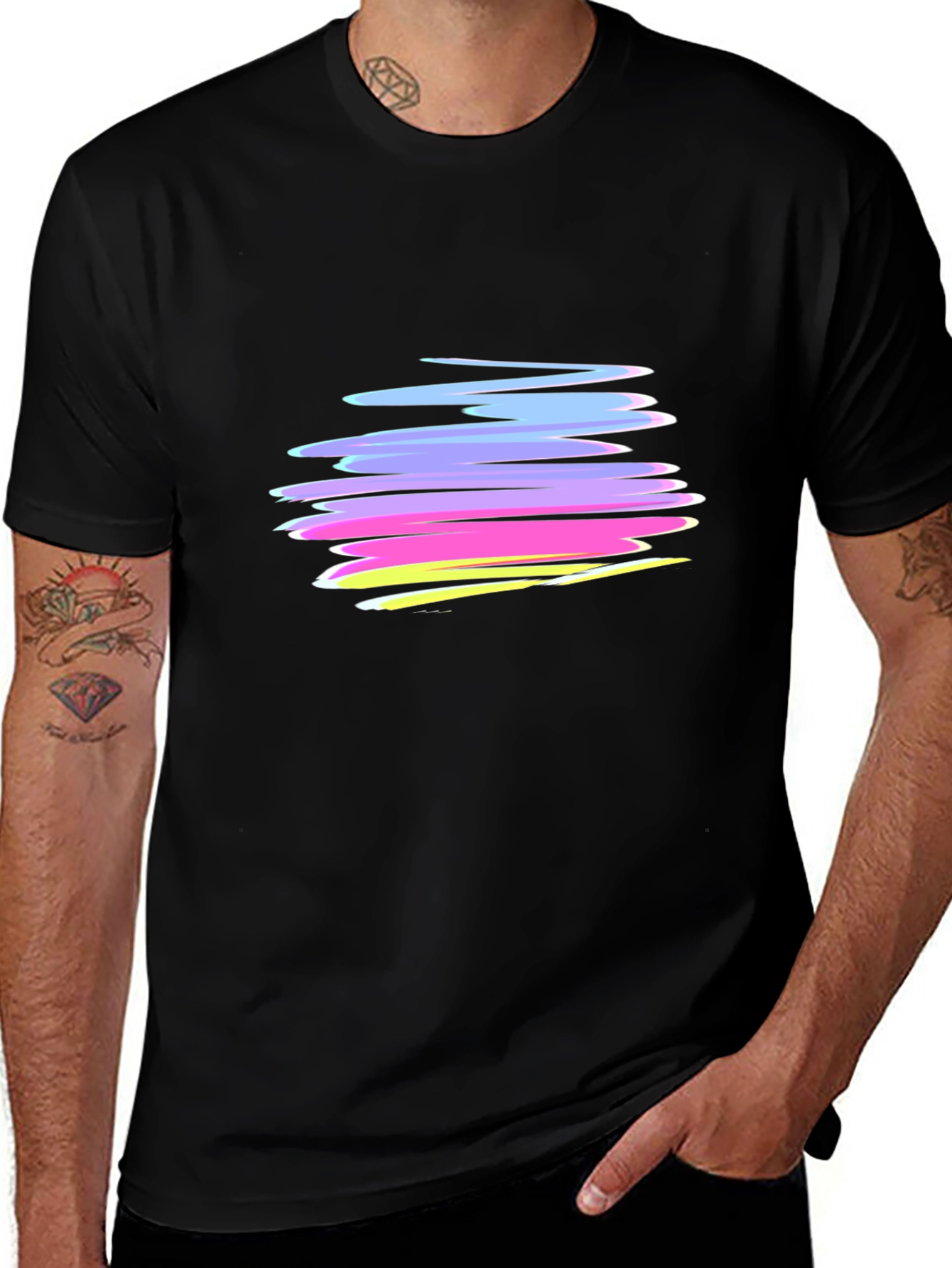 Variant 20 of Abstract Strokes Graphic Black T-Shirt