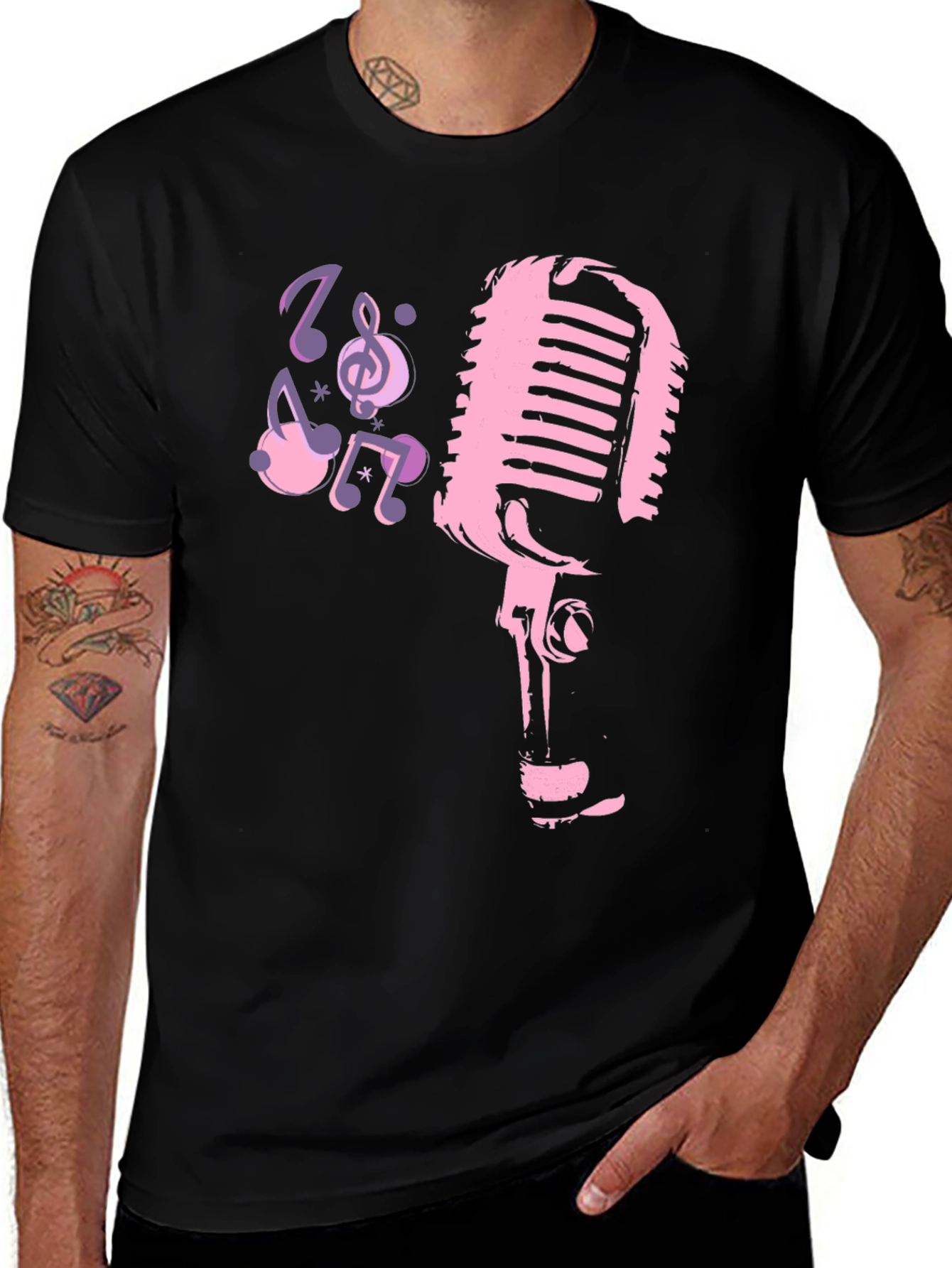 Variant 26 of Vintage Microphone Graphic T-Shirt - Black