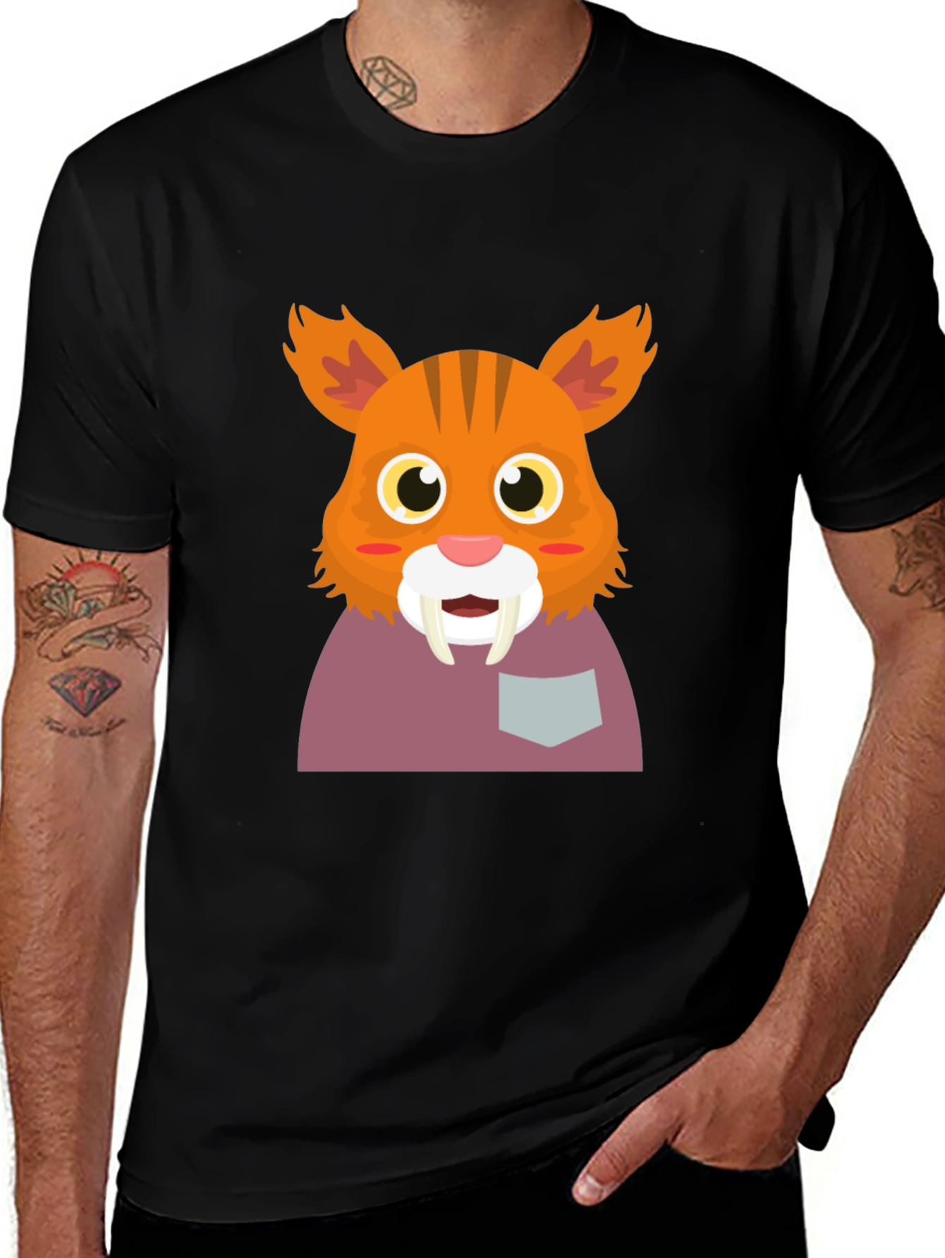 Variant 12 of Saber-Tooth Tiger Cartoon Graphic Tee