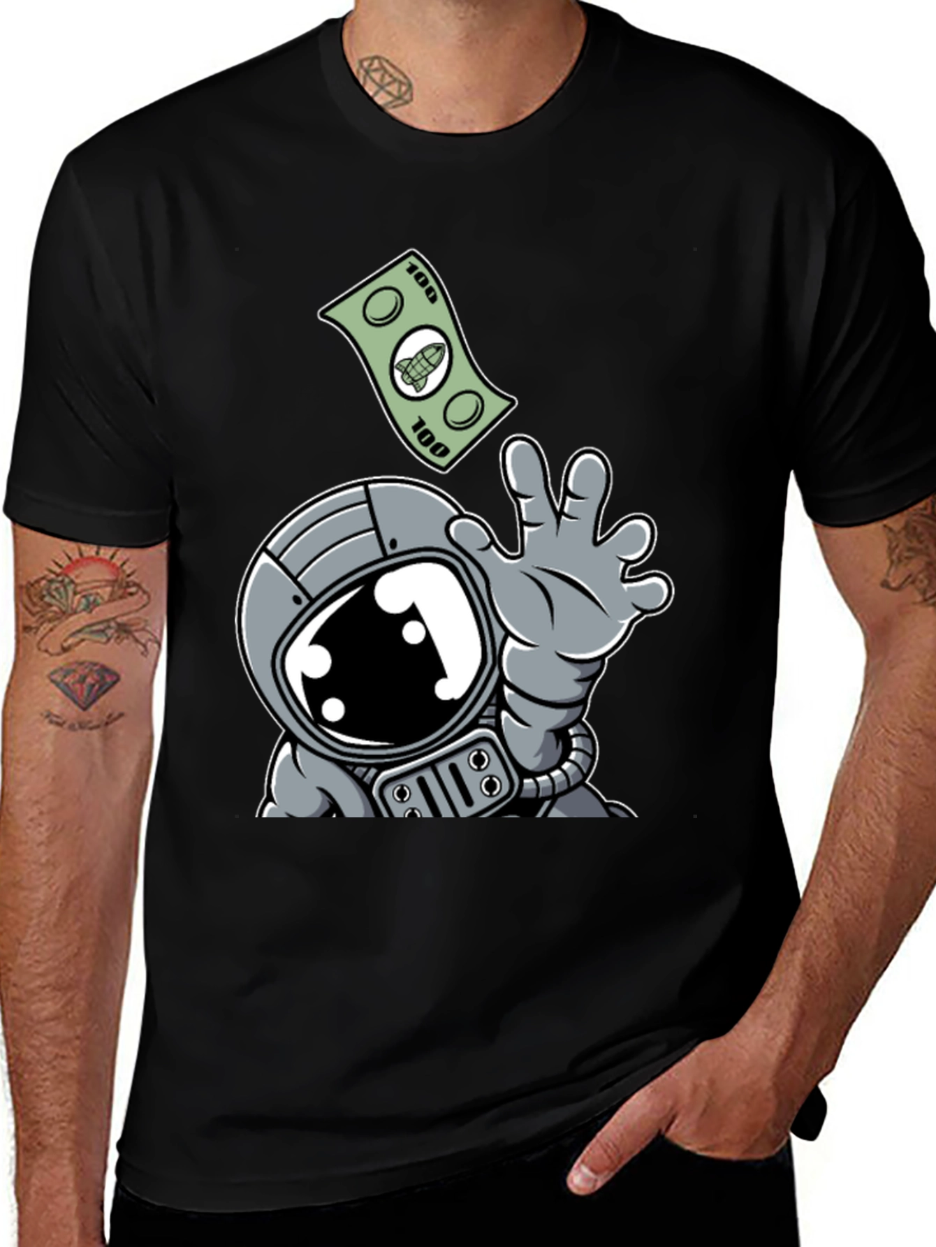 Variant 20 of Astronaut 'To the Moon' Graphic Black T-Shirt