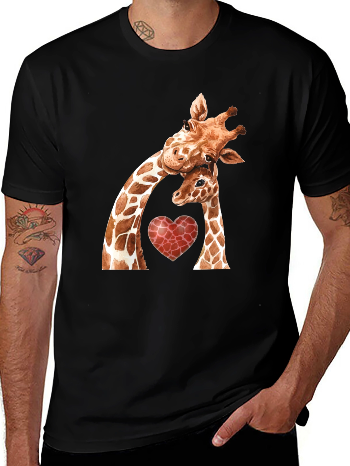 Variant 3 of Giraffe Love Heart T-Shirt