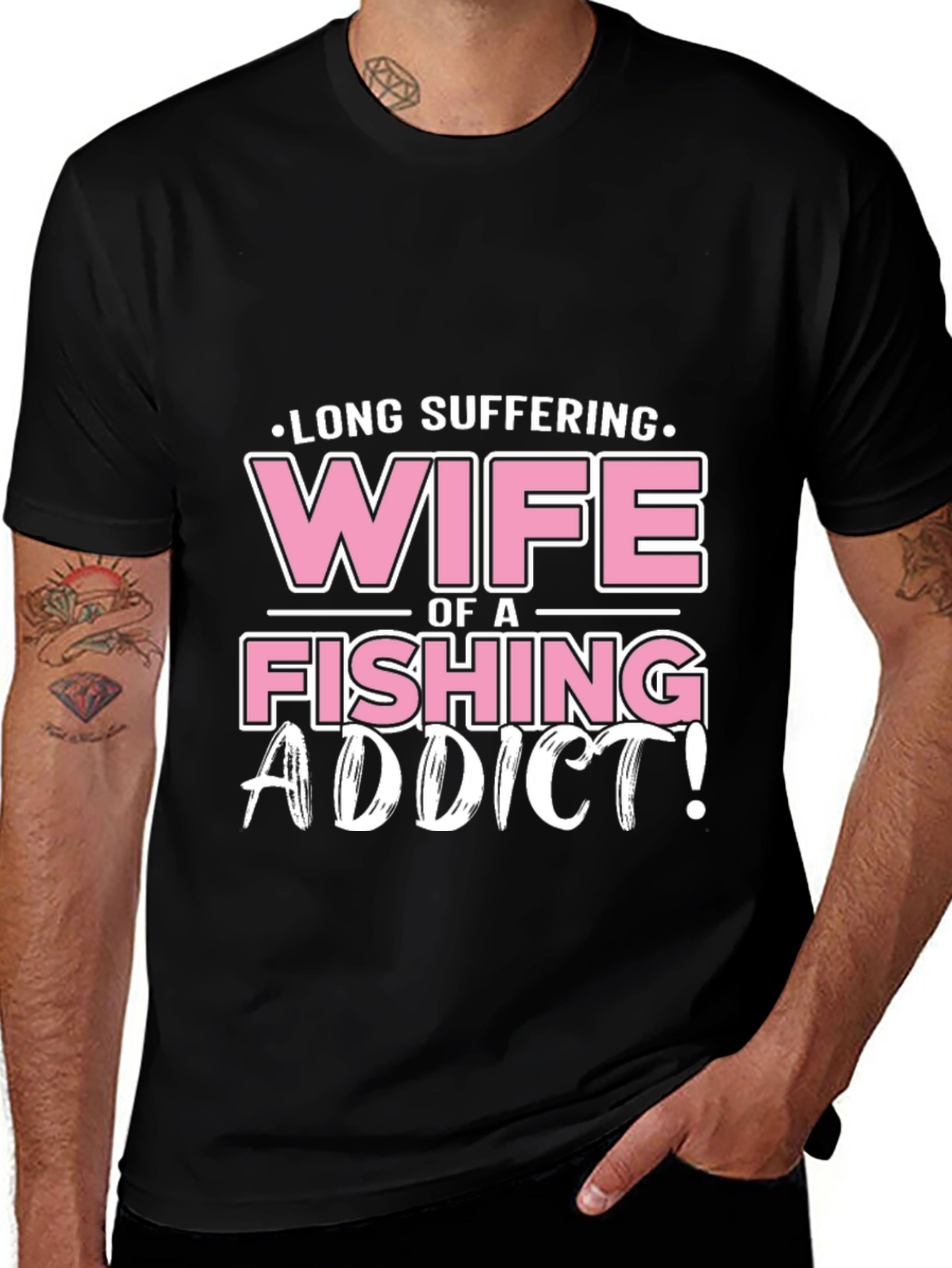 Variant 23 of Long Suffering Wife of a Fishing Addict T-Shirt