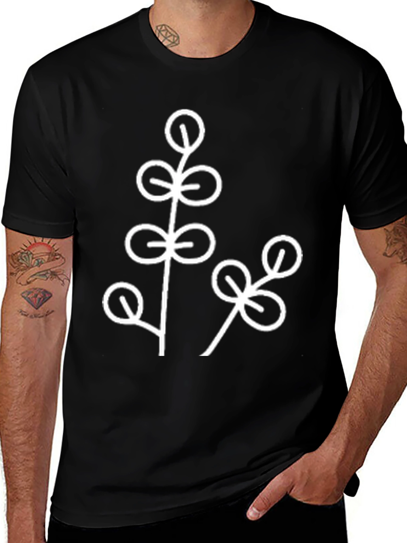 Botanical Print Black T-Shirt - Stylish Casual Wear