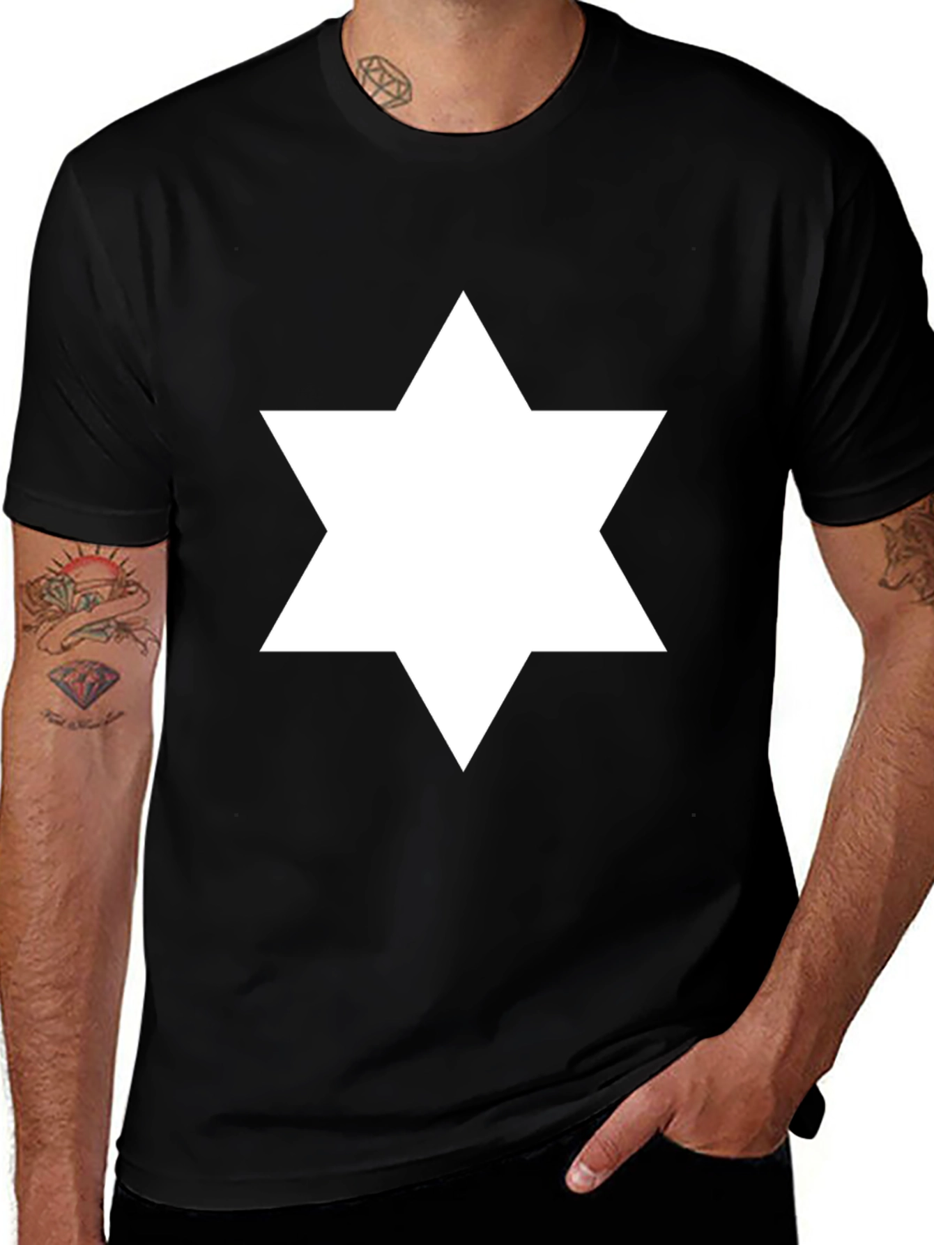Variant 5 of Star of David Graphic Tee - Men's Black T-Shirt