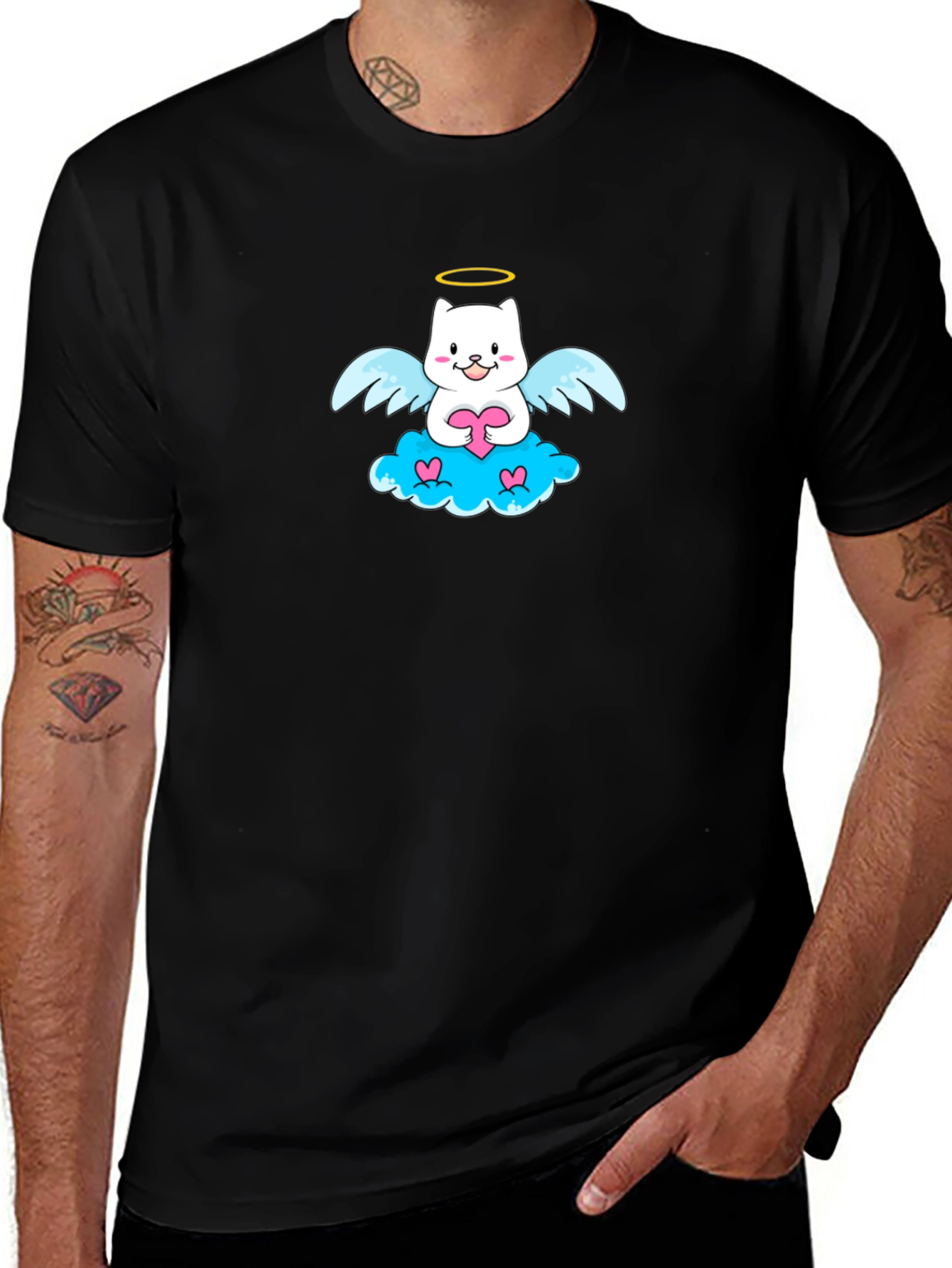 Variant 2 of Angel Cat Graphic T-Shirt - Cute and Comfy