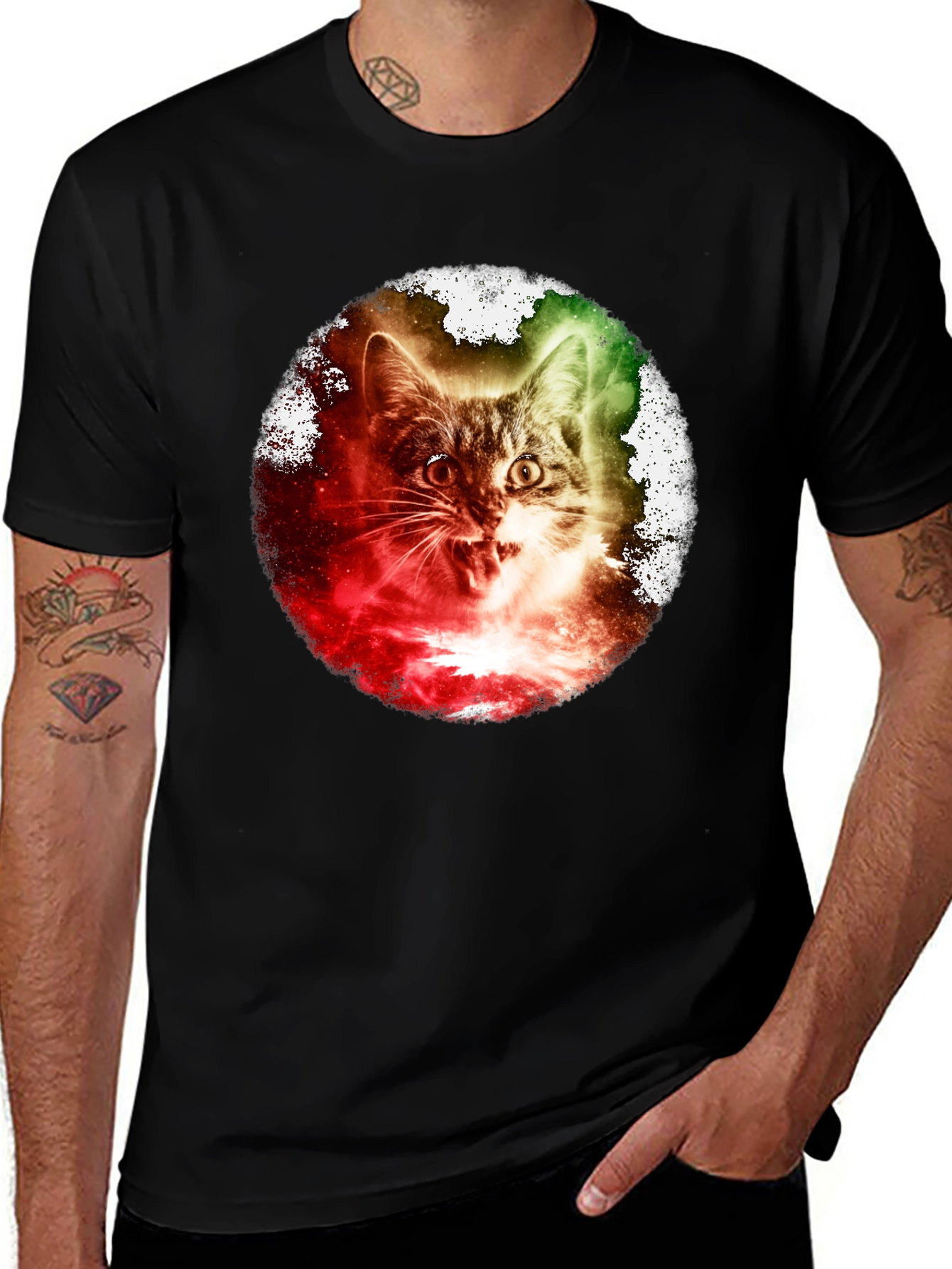 Variant 24 of Galaxy Cat Graphic Tee - Unique Space Kitten T-Shirt