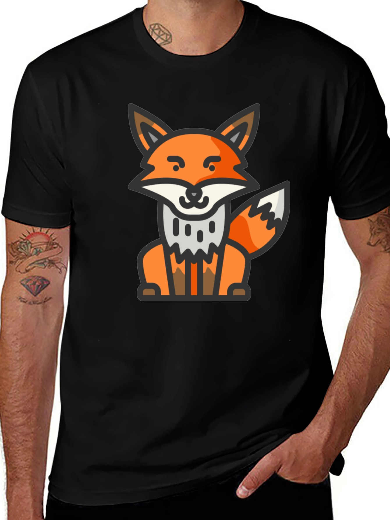 Variant 16 of Cute Fox Graphic Tee - Black Unisex T-Shirt