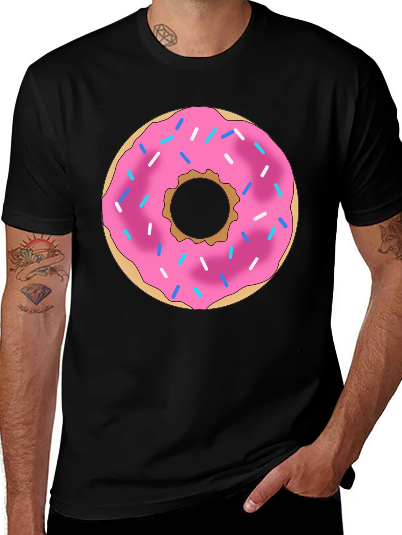 Variant 2 of Donut Graphic Black T-Shirt Casual Wear