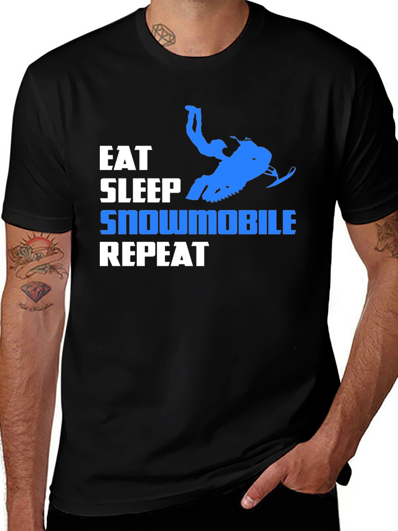 Variant 4 of Eat Sleep Snowmobile Repeat T-Shirt