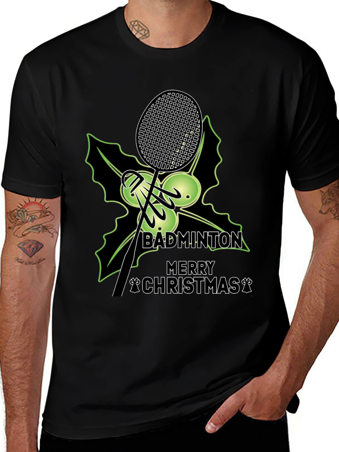 Variant 10 of Badminton Merry Christmas Graphic Tee